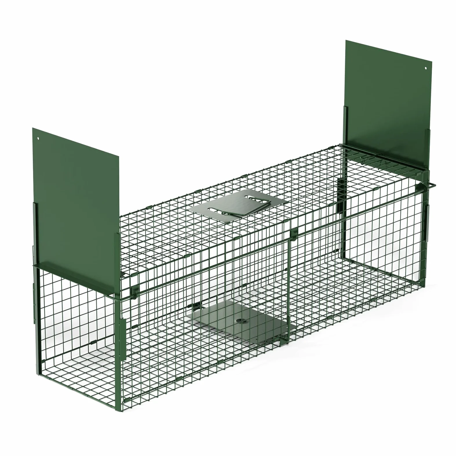 Trampas para Animales Vivos Verde Fuerte Ocultación Trampa Ratones Humanitario Jaula Trampa para Gatos Trampa para Mapaches Professional Trampa para Zorros, 100x28x28cm