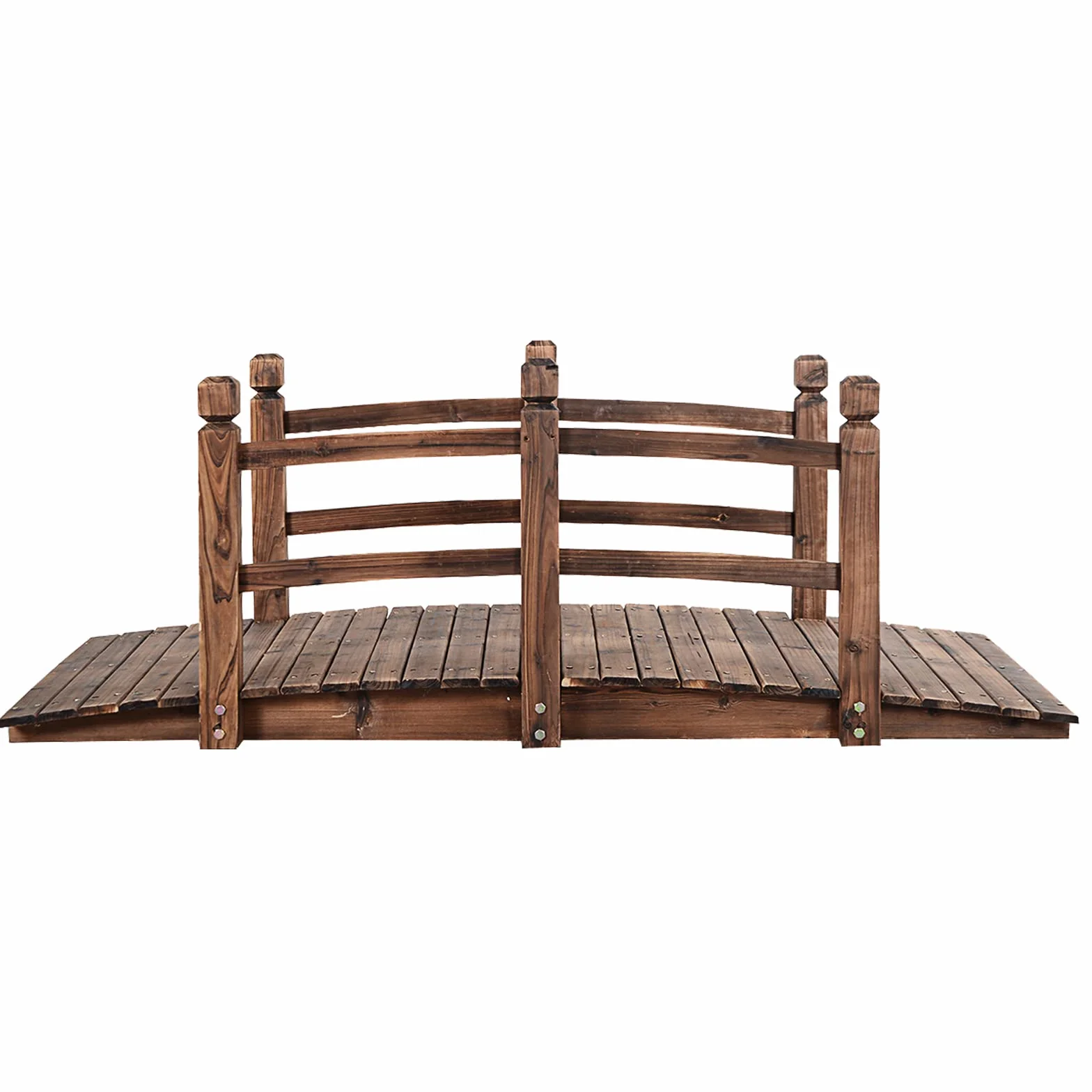 GIANTEX - Puente de jardín de madera carbonizada para estanque, decoración exterior, 150 x 67 x 55 cm, carga máxima 100 kg (marrón)