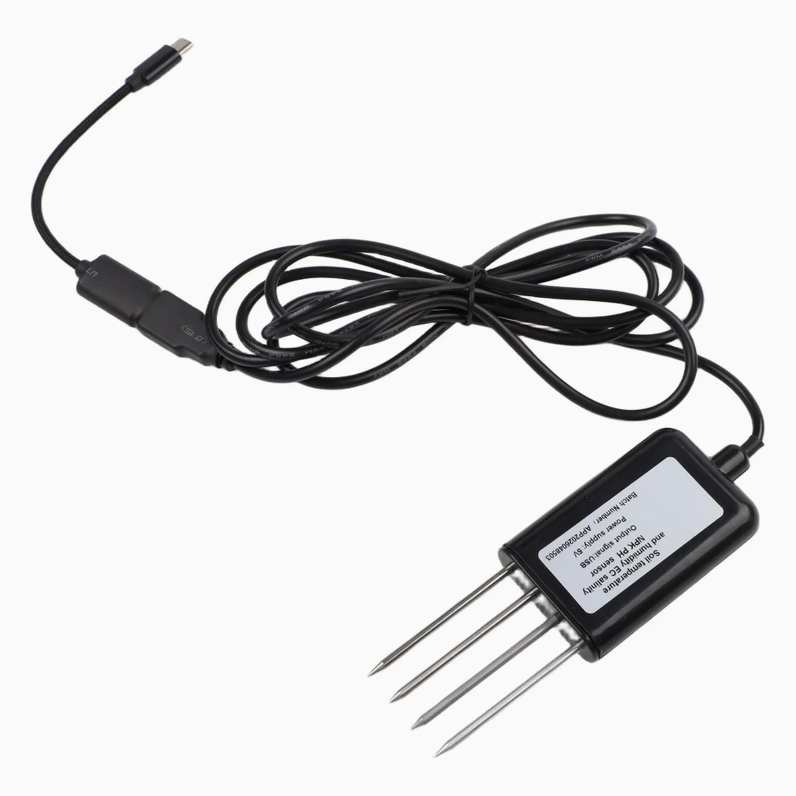 Medidor de humedad del suelo, monitor digital USB de agua para plantas, probador de pH NPK, sensor de temperatura de salinidad para interiores y exteriores, jardín, agricultura, hidropónico, sonda