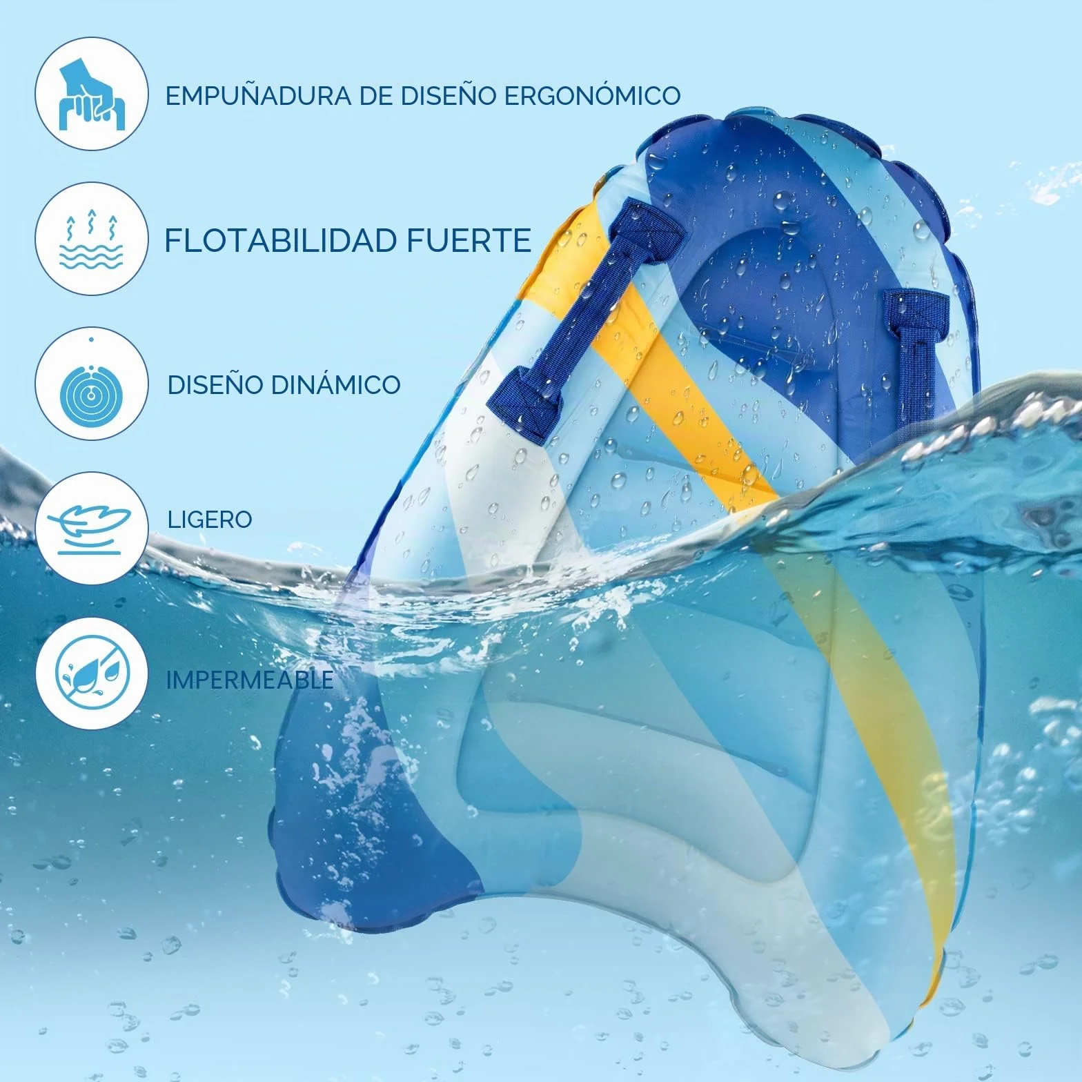 Tabla de Bodyboard Hinchable para Niños 75x65x15 cm con Asas Plegable