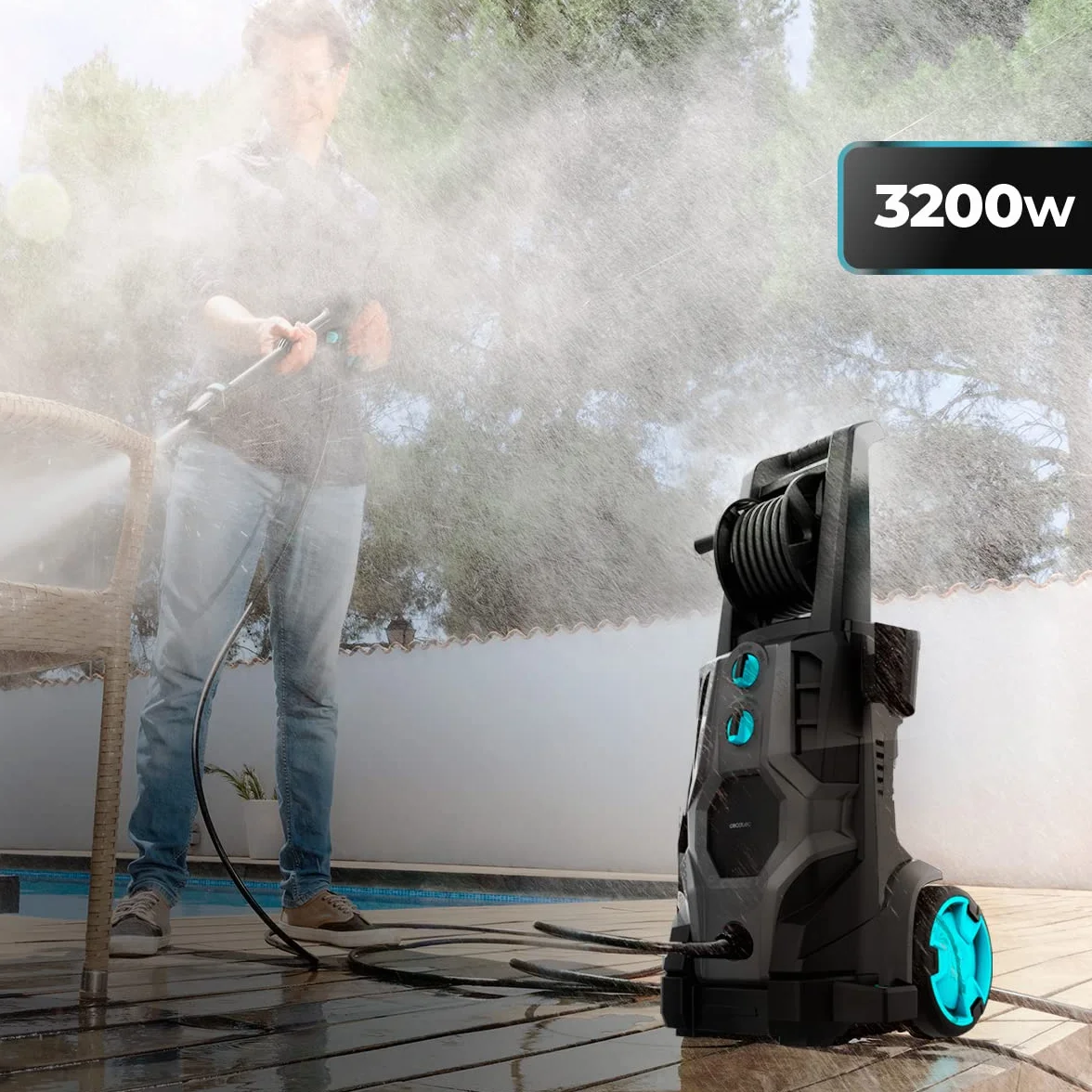 Cecotec Hidrolimpiadora de Alta Presión HydroBoost 3200 TotalClean, 3200 W, Motor Brushless, Hogar, Jardín o Coche, Caudal 540 l/h, Presión 225 bares, Bomba de aluminio, Radio de acción 14 m