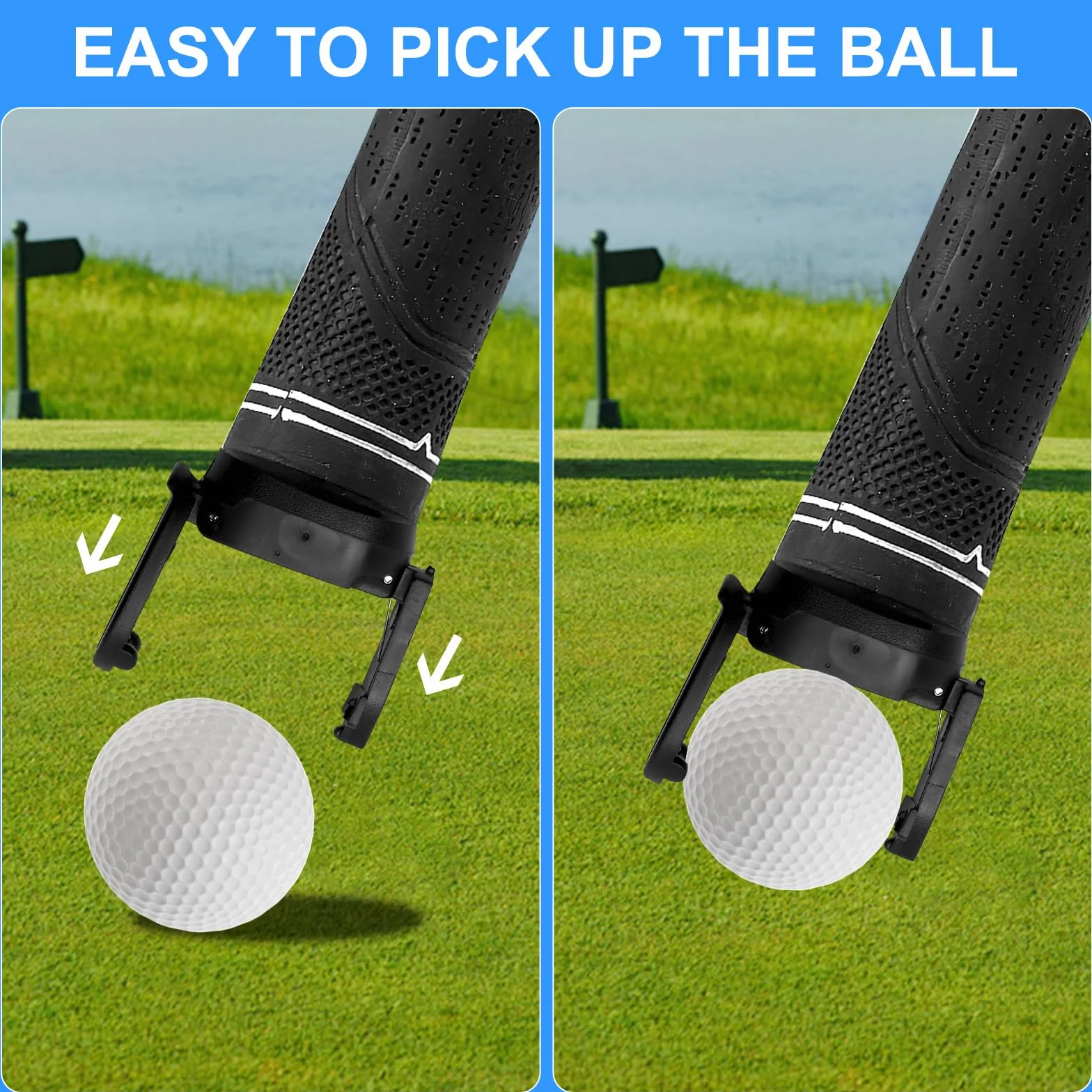HENGBIRD Recogepelotas de Golf 4 Piezas, Herramienta Recogepelotas Plegable Negro para Putter con 12 Tornillos