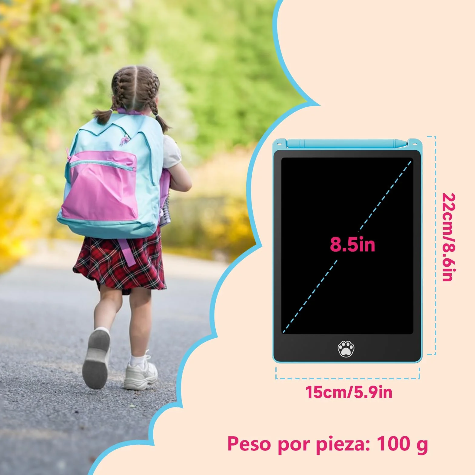 Tableta de Escritura LCD Colorido 8,5 Pulgadas 4 Paquetes para Niños Regalo Borrable Reutilizable Juguete