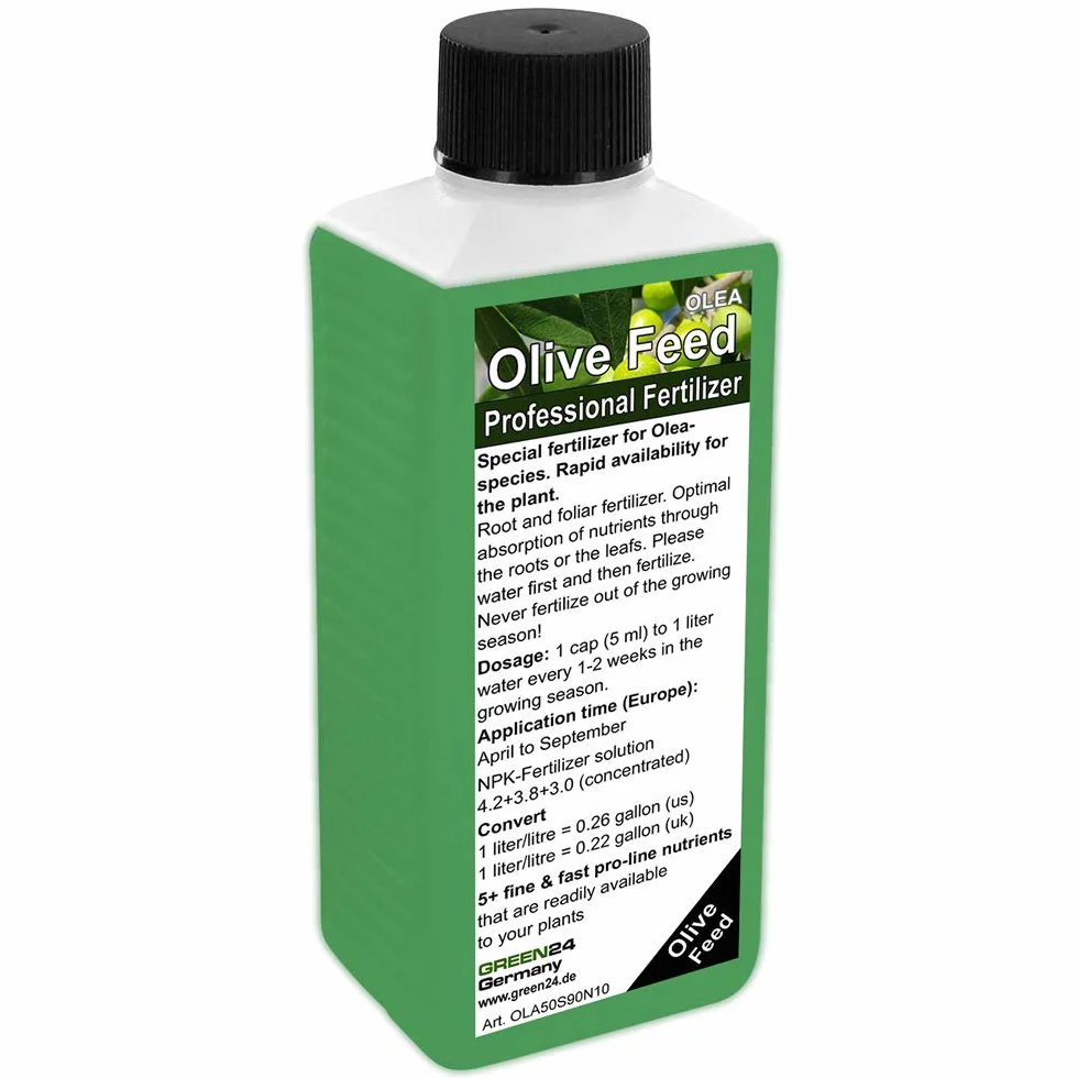 Árbol de oliva Liquid fertilizantes, alimentación, planta comida NPK para Olea europaea, Olea sylvestris