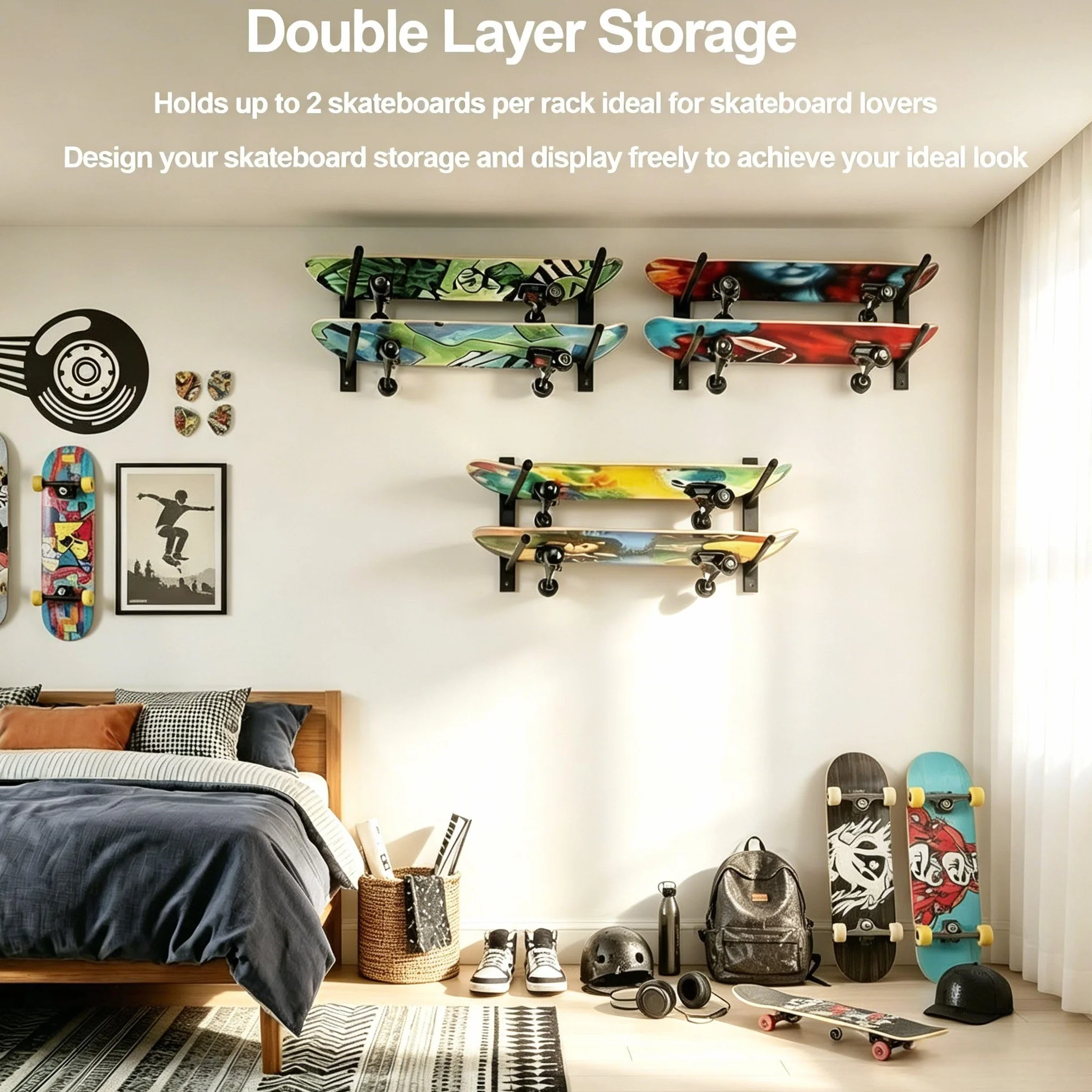 Soporte de Pared para Monopatín, Snowboard y Longboard - Bijun