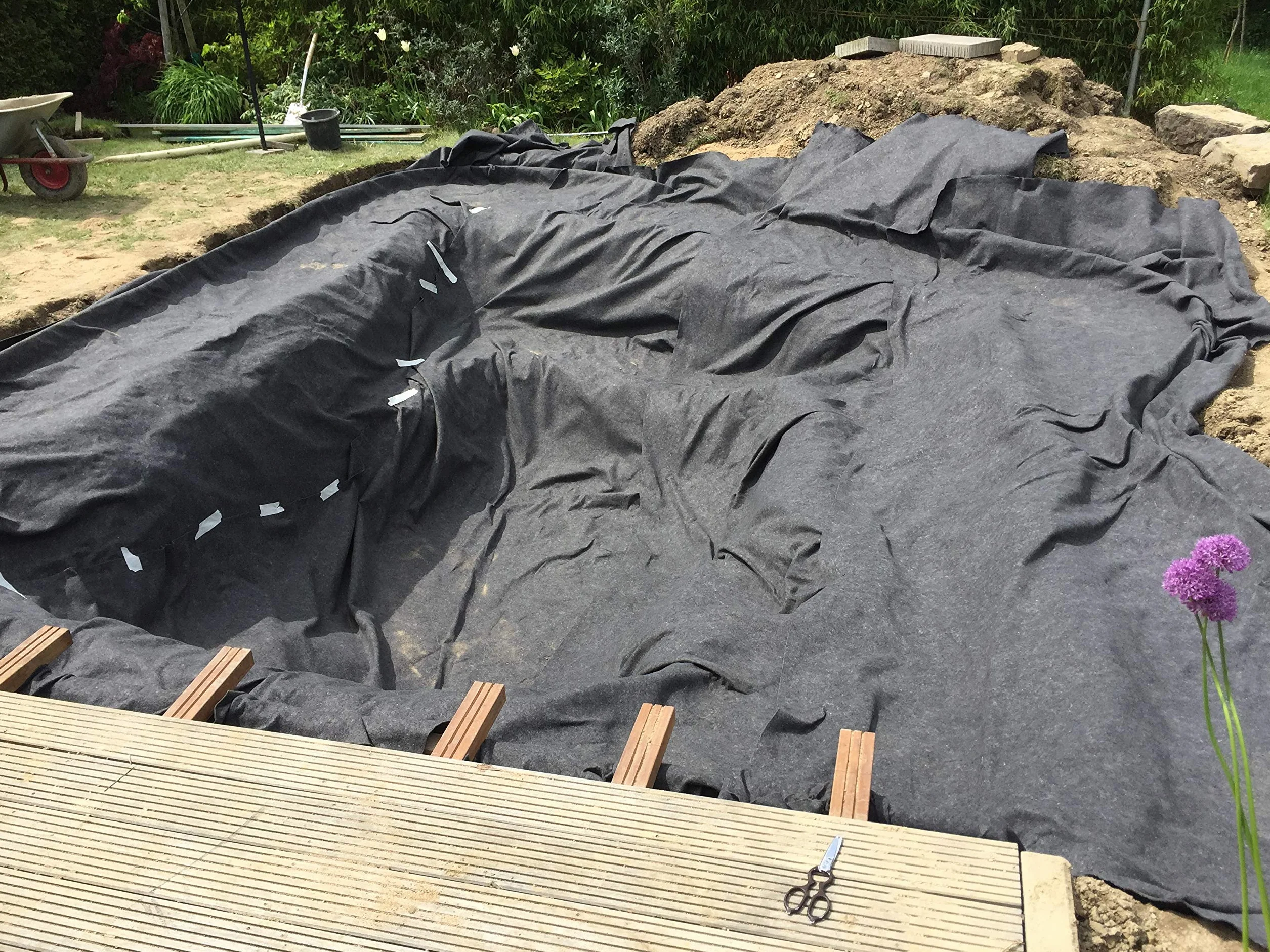 Forro polar para estanque de 30 m² Forro polar protector para estanque de 300 gr./m² para revestimiento de estanque de 2 m de ancho