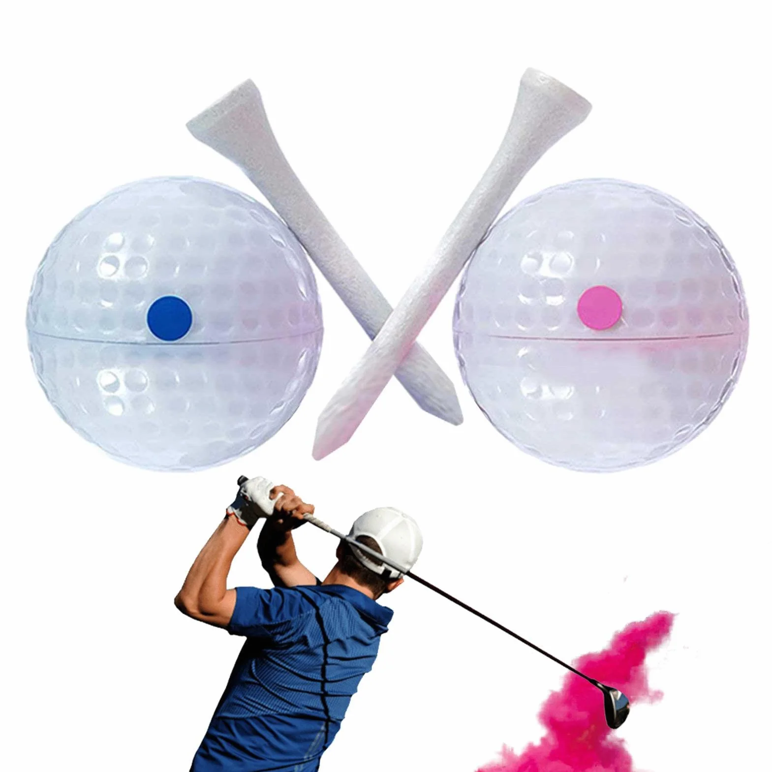 Golf Truco Explosivas Bolas con Polvo Rosa y Azul Regalo para Futuros Padres