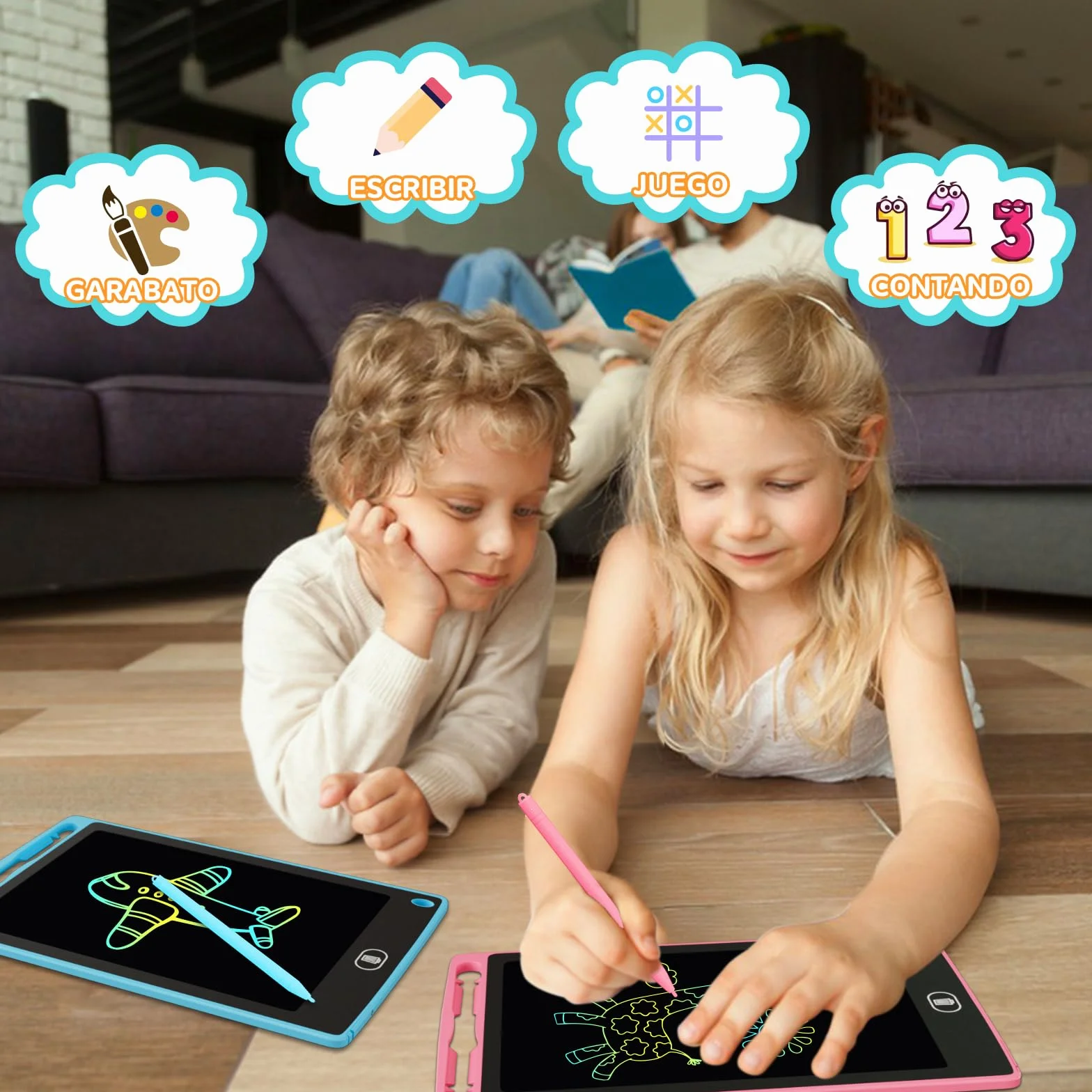 Electight 8.5 Pulgadas Tableta Escritura LCD Color 4 Pack Infantil Borrable Bloqueo Regalo 3-7 Años
