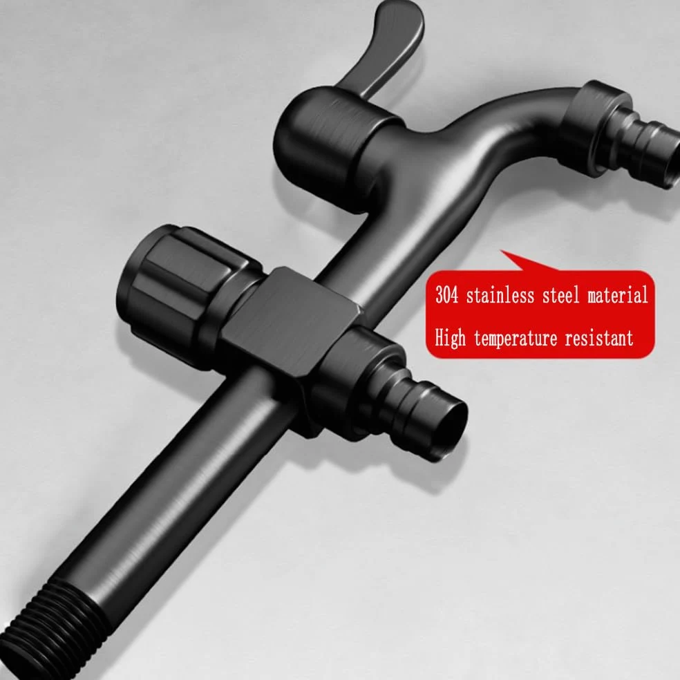 Agujero de lavadora, grifo de pared. Grifo de agua universal for jardín, grifo de agua con rosca de 1/2", grifo for lavadora de acero inoxidable for exteriores y hogar, grifo doble exterior de 150 mm,