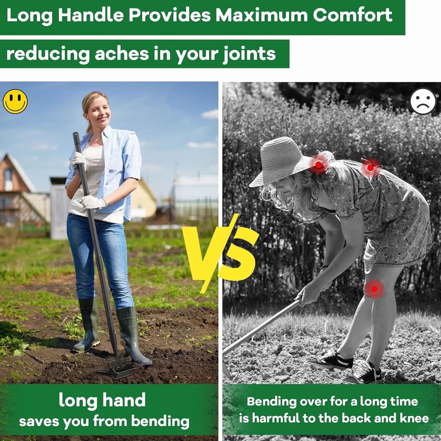 Azada de jardín 2 en 1, estribo y cultivador para deshierbar, tallo largo, ligero de pie push-pull hula, rastrillo de escarda para airear, cultivar y excavar (120 cm)
