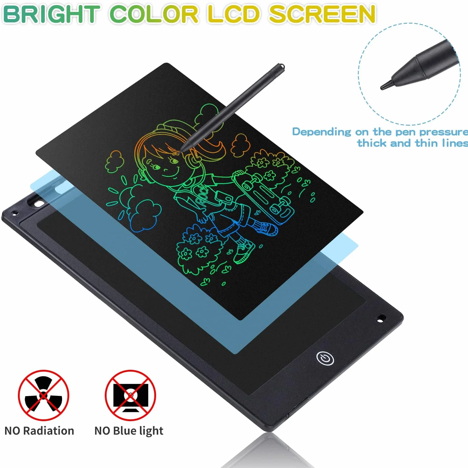 Vistoso Tableta de Escritura LCD 10 Pulgadas, Pizarra Mágica Reutilizable para Niños