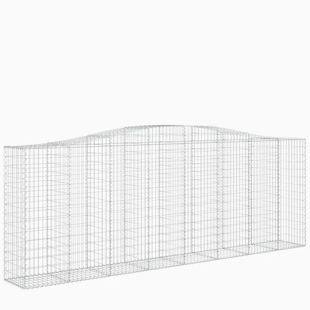 Cestas de gaviones con arco alto, 20 unidades, 400 x 50 x 140/160 cm, de hierro galvanizado, para barreras de jardín y protección visual, como pared decorativa de aislamiento acústico con