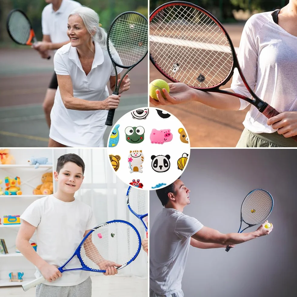 Antivibrador Raqueta Tenis Silicona Amortiguador Badminton Animales 16 Piezas Accesorios