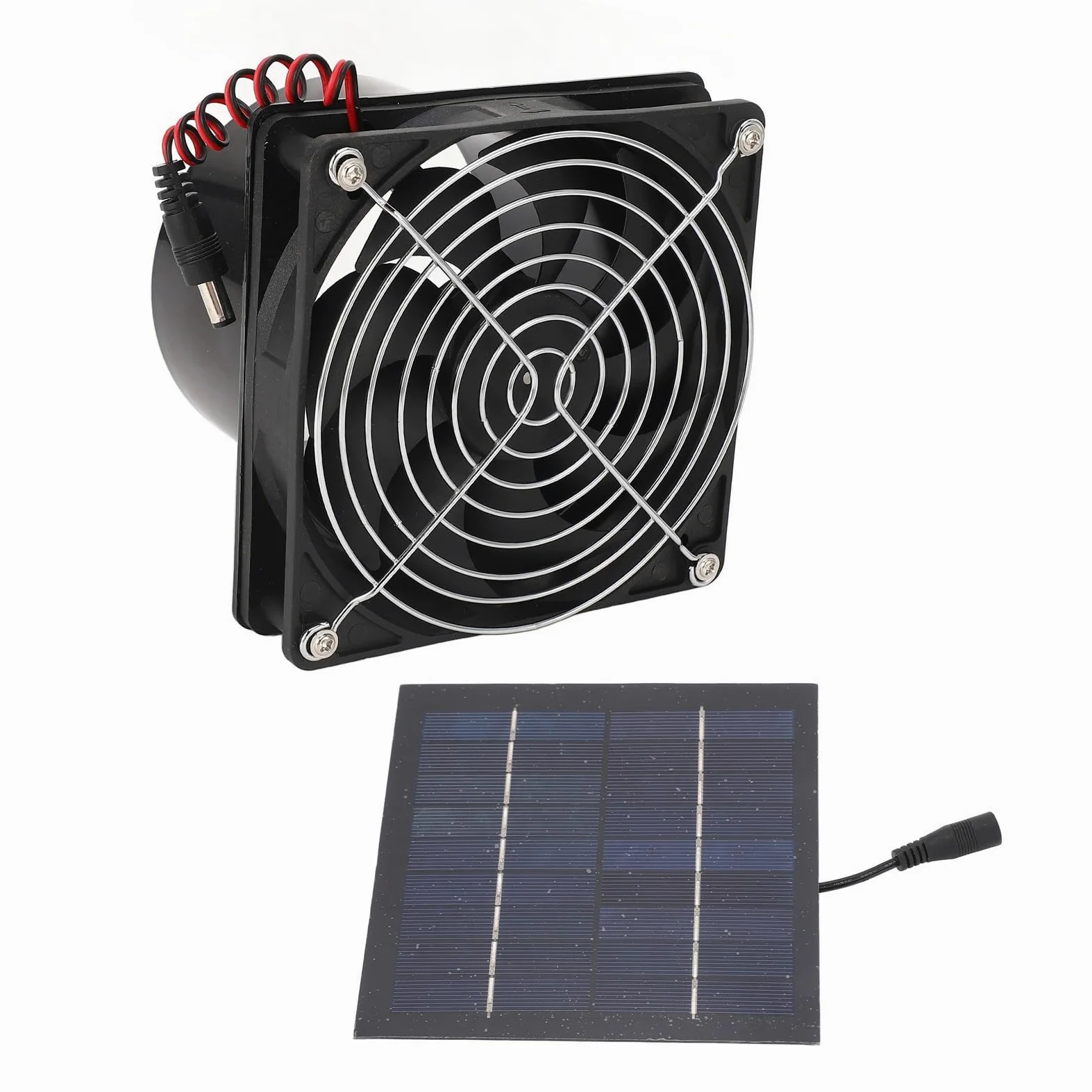 Extractor solar 50W, panel solar 5-12V, de ventilación para cocina, invernadero, casa de mascotas, gallinero y garaje.