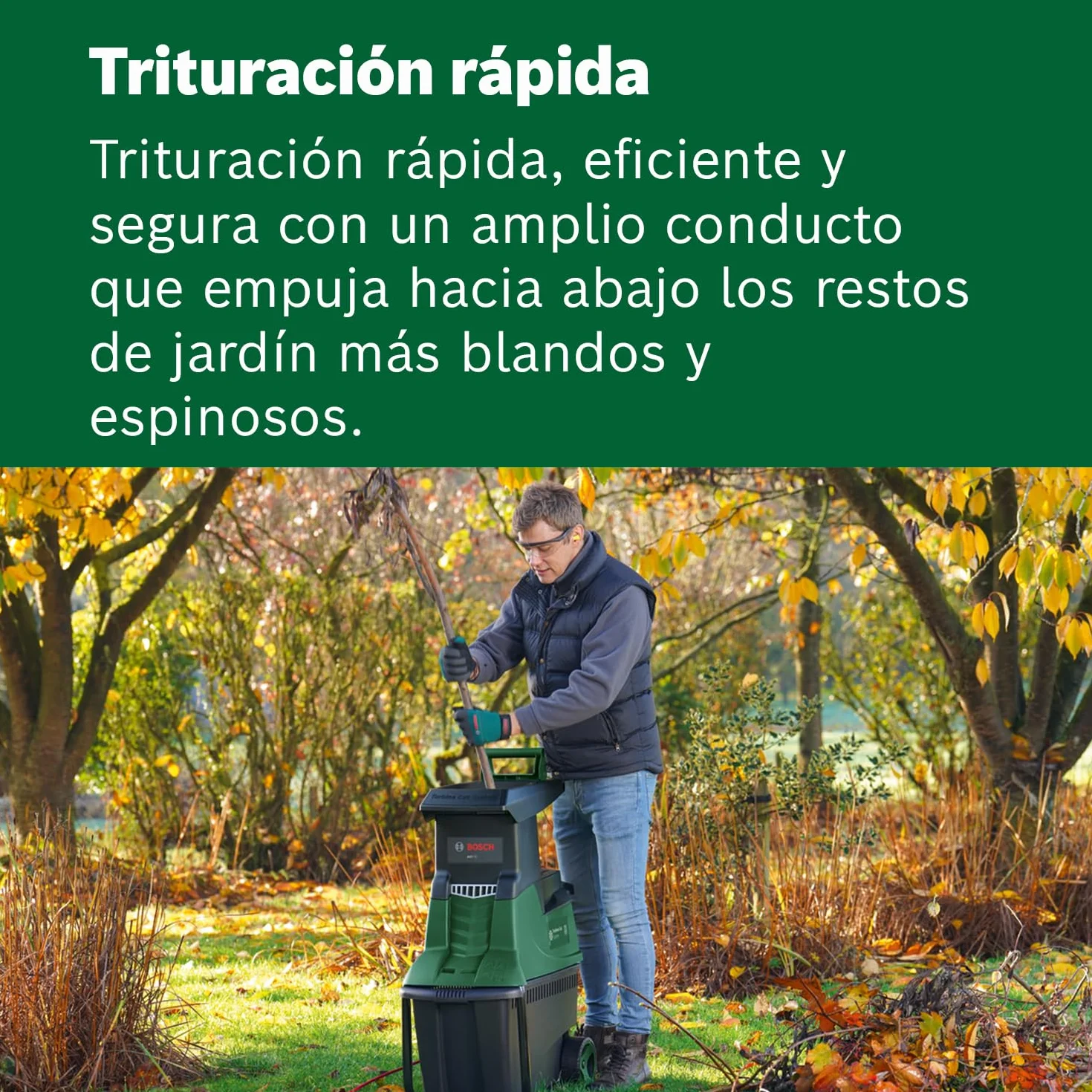 Bosch desmenuzadora de jardín con turbina AXT 25 TC (2500 W; apta para madera y residuos duros de jardín; incluye guantes de jardín; caja de recogida integrada de 53 L; en embalaje de cartón)