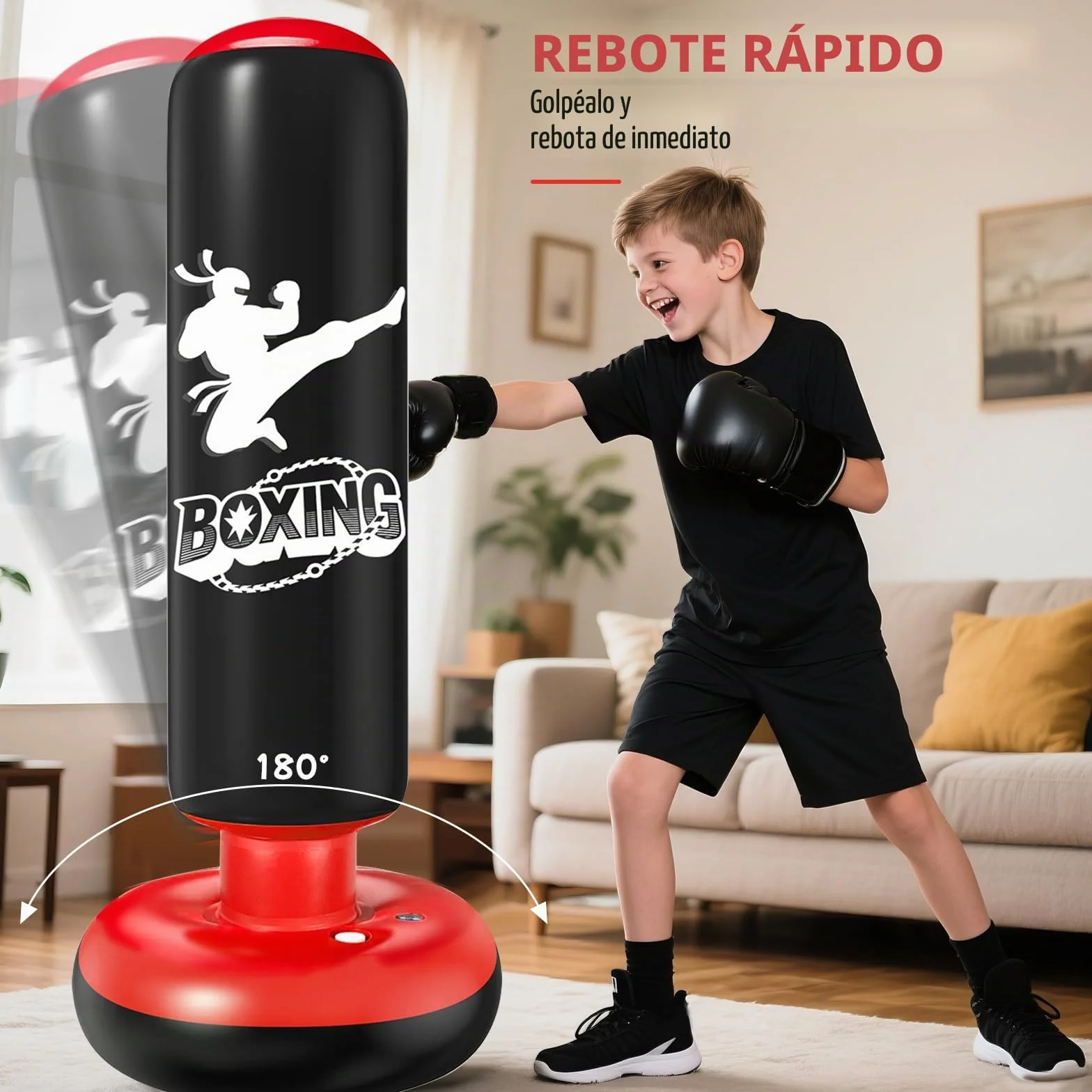 Qoosea Saco de Boxeo Niños 6-12 Años, 160cm, Inflable con Bomba de Aire y Guantes