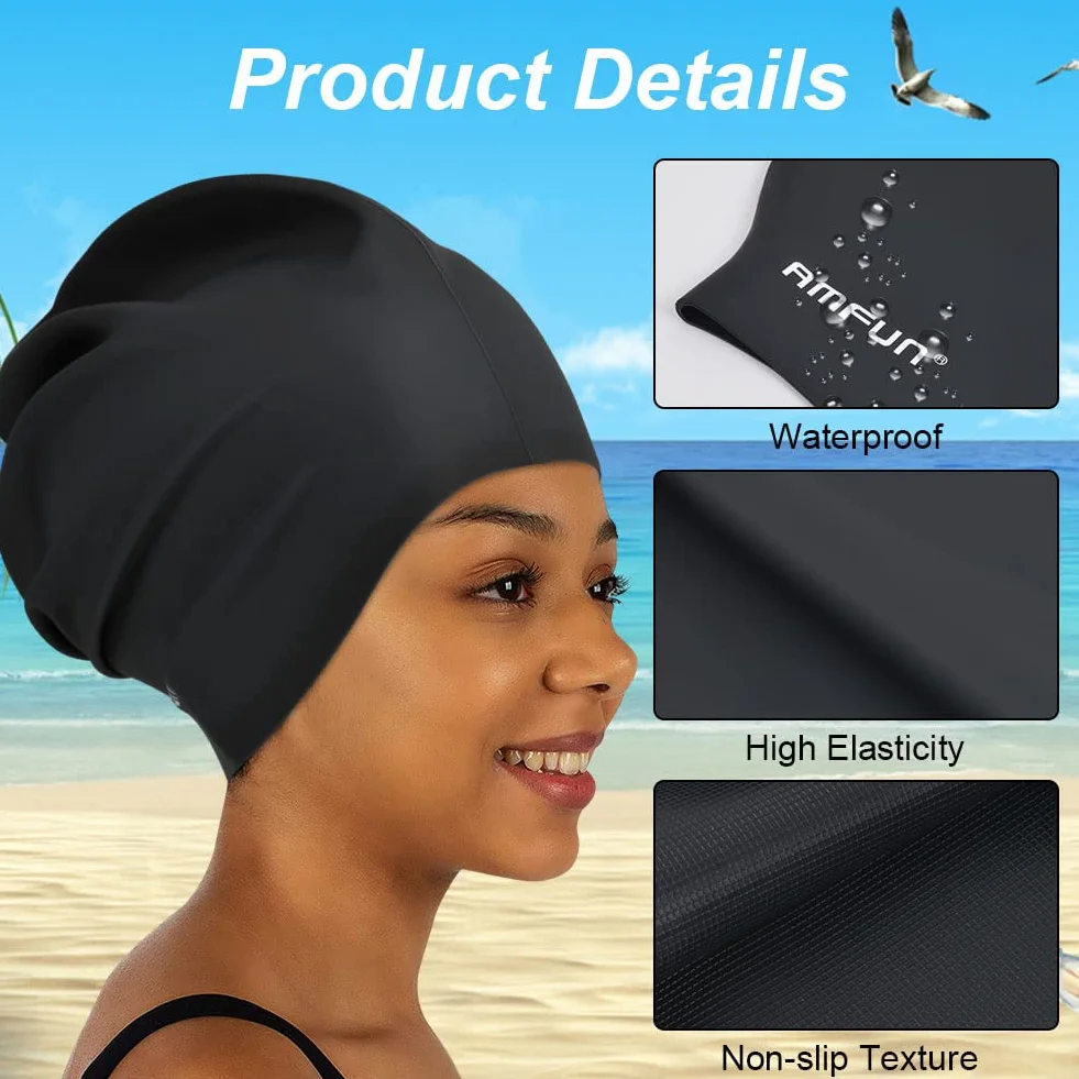 Gorro Piscina Impermeable Adultos Natación Silicona Extra Grande Mujer Hombre Pelo Largo Dreadlocks