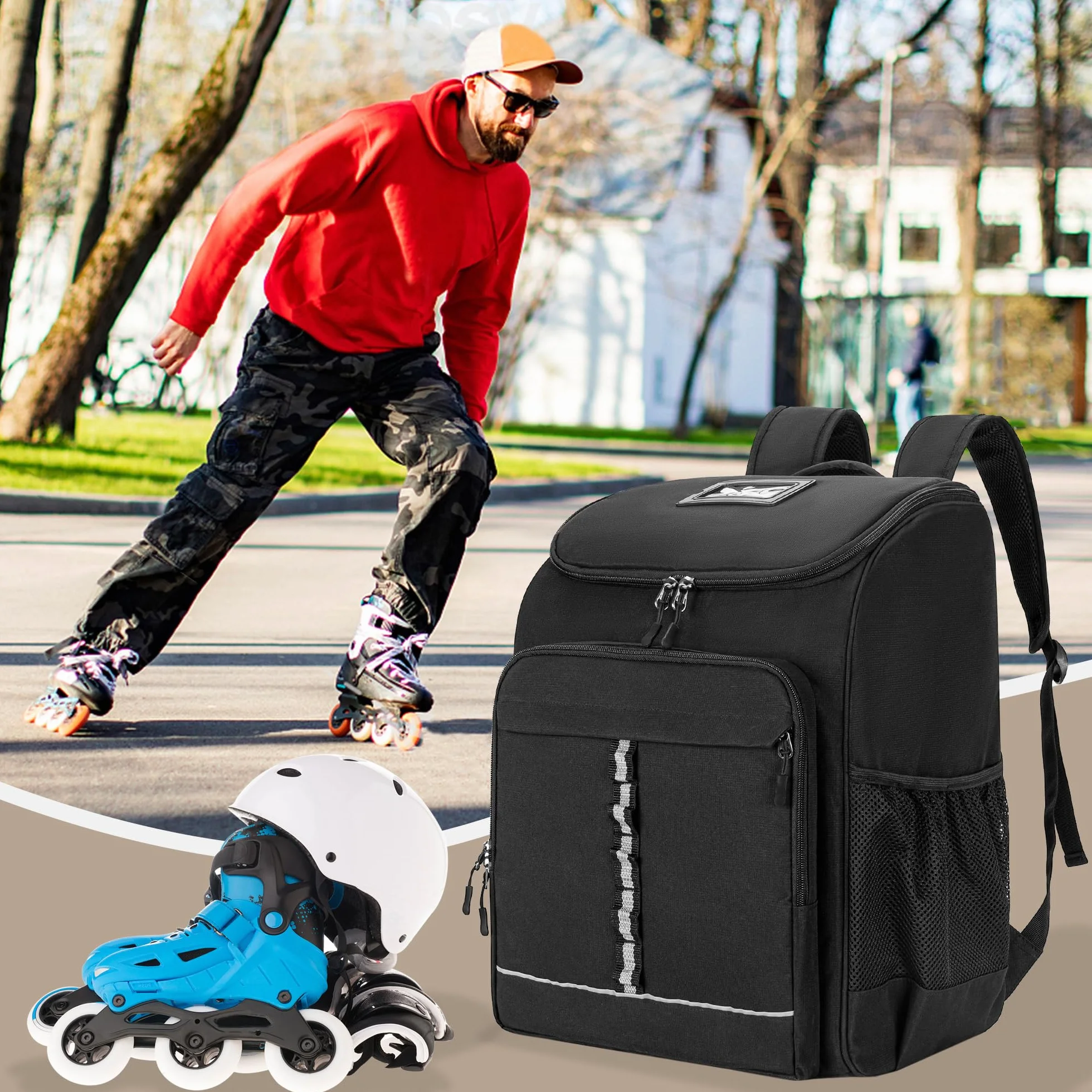 GOBUROS Bolsa para Patines de Ruedas hasta Talla 13 EE. UU., Patines en Línea, Artístico, Quad, Velocidad, Hockey