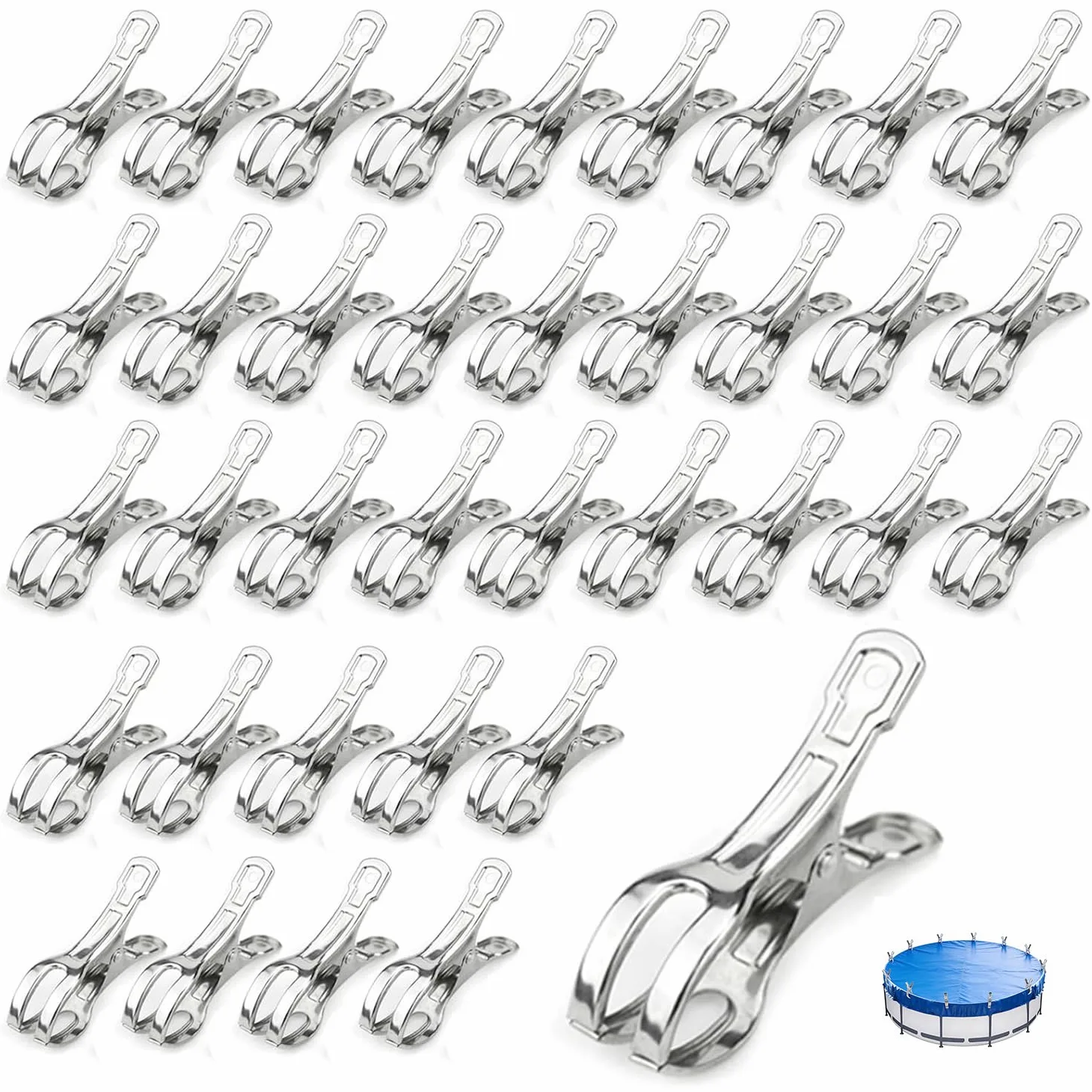 Paquete de 36 clips de cubierta de piscina de 4.5 pulgadas de acero inoxidable clips de cubierta de piscina de metal para toalla de playa, clips de metal para cubierta de alberca, clips de