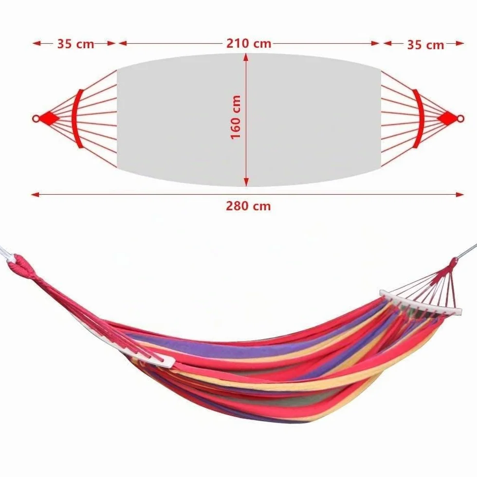 HOSPAOP Hamacas Dobles 280 x 160 cm, Hamaca Jardin Colgantes Exterior con Barra, Amaca Portátil de Lona con Cuerdas, Capacidad de 300kg, para Jardín Patio Acampar Trasero Playa Mochileros