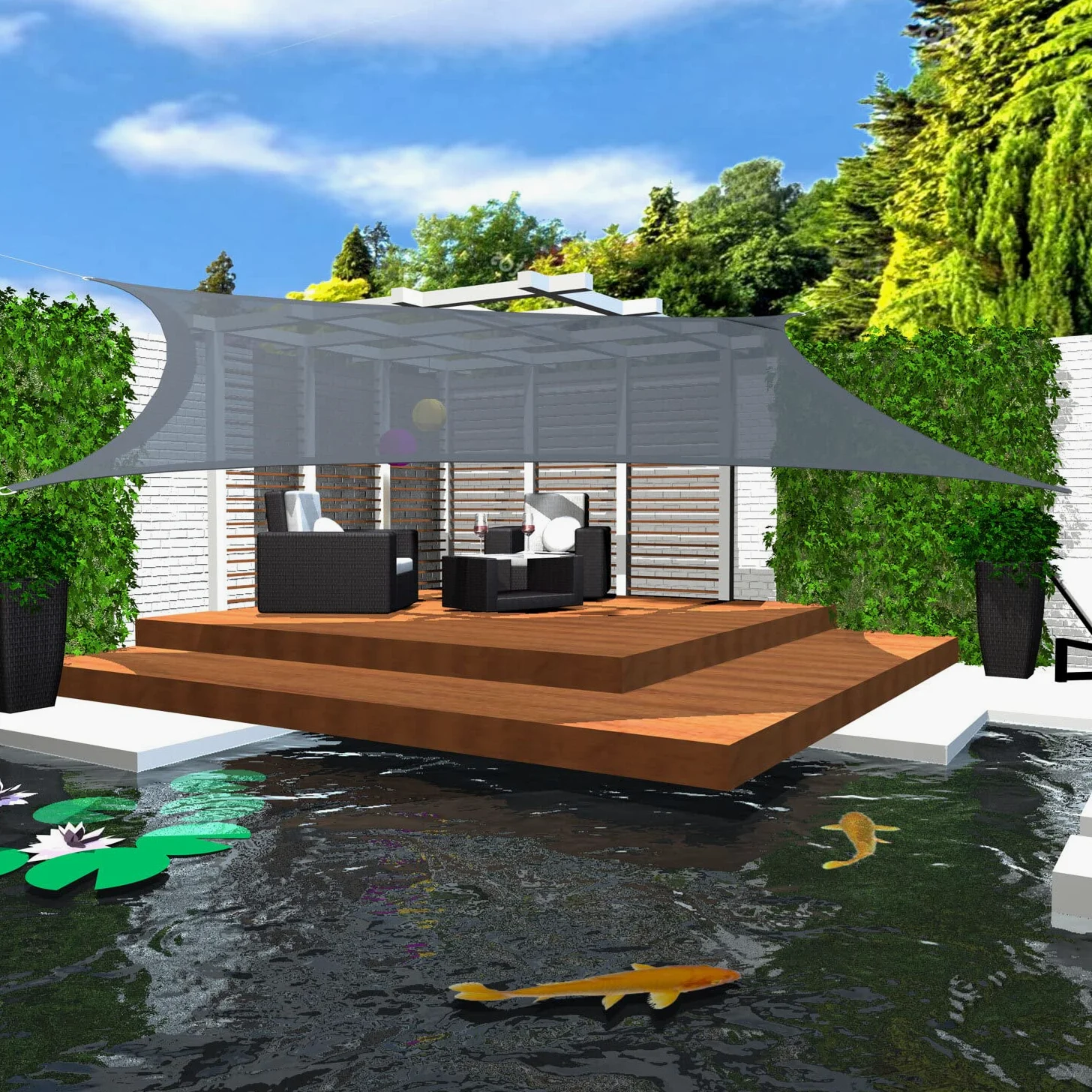 AMANKA Toldo Vela Rectangular 4x4 m - 90% Protección UV - Toldo Permeable para Exterior - Tela Toldo Sombra - Toldo para Pergola - Tela Solar Exterior - Lona Camping Sombra Toldos de Piscinas Toldo 4m