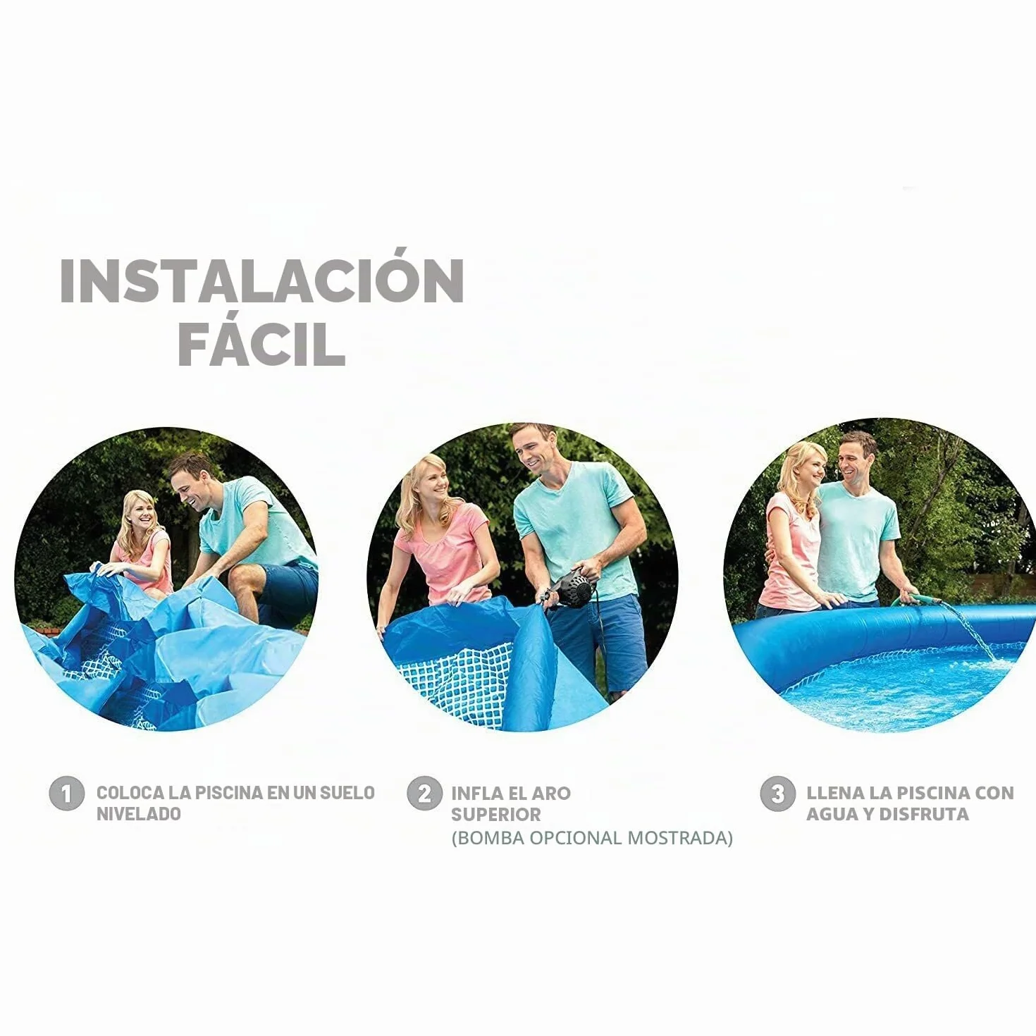 Intex 55239 - Piscina hinchable, Ø305x61 cm, 3.077 litros, Piscina redonda, Con depuradora cartucho, 1.250 litros/hora, filtro cartucho tipo H, Para 3 personas