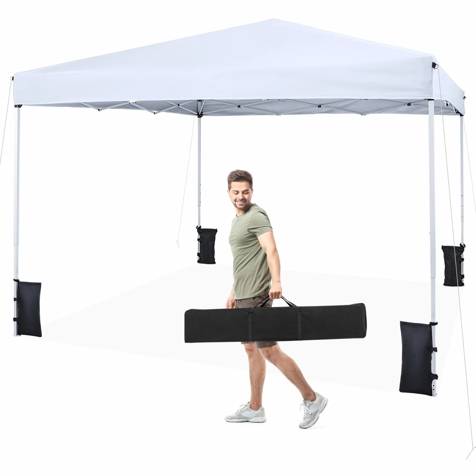 COSTWAY Carpa Plegable 3 x 3 m, Pop up, cenador para Jardin Impermeable, Bolsa de Transporte, Protección Solar, Acero, Pabellón Gazebo pergolas Portátil Camping Fiesta Playa Patio Terraza (Blanco)