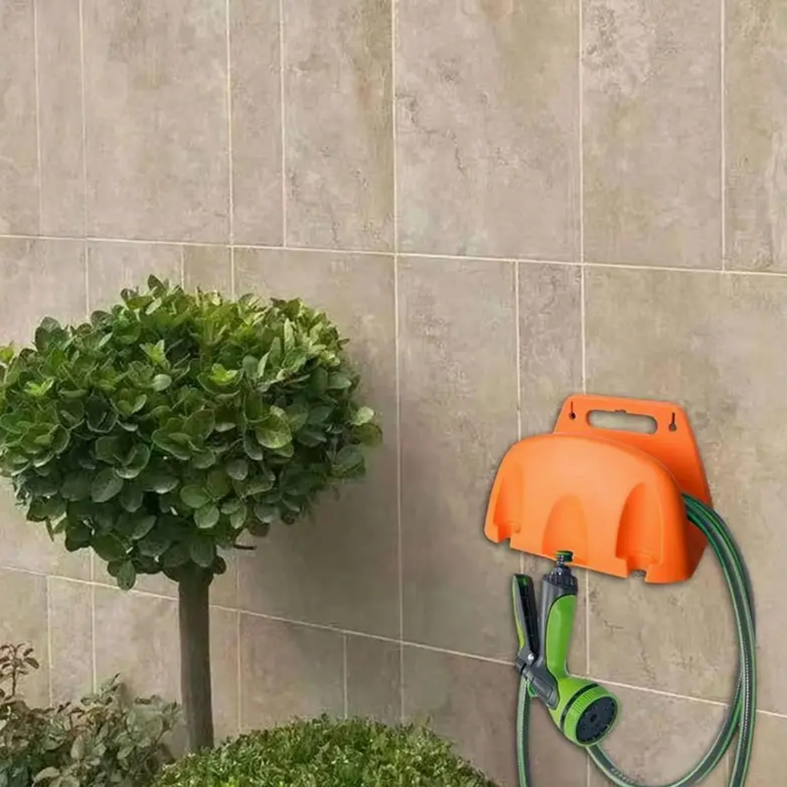 Soporte Manguera Jardin Ganchos y carretes de Almacenamiento for Manguera jardín, Colgador Agua, Soportes for tuberías agrícolas, Grifo Pared(Orange)