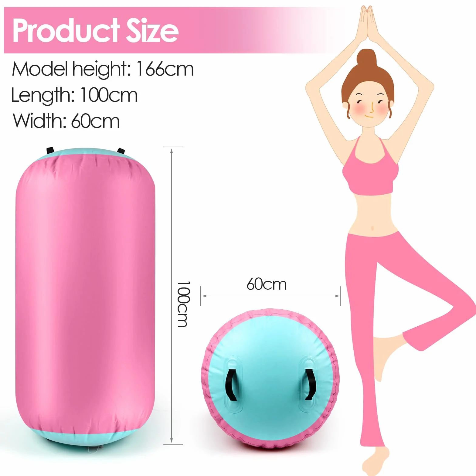 Diealles Shine Air Roll Hinchable 100x60cm Gimnasia Rollo Inflable con Bomba Eléctrica y Bolsa