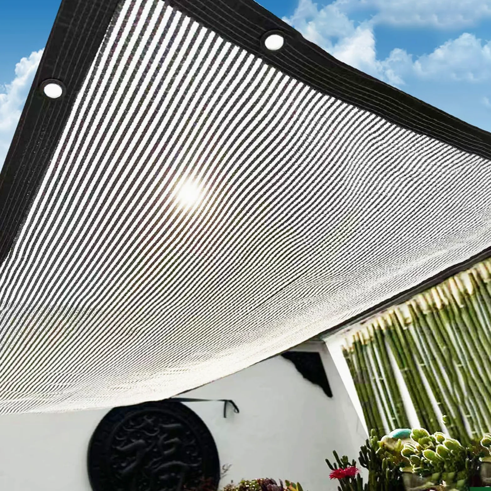 Toldo Vela de Sombra con Ojales 55% Malla de Aluminio Reflectante Tela de Aluminio para Sombra Protección Rayos UV Transpirable para Coches Perros Exteriores Jardin Patio (3X6m)