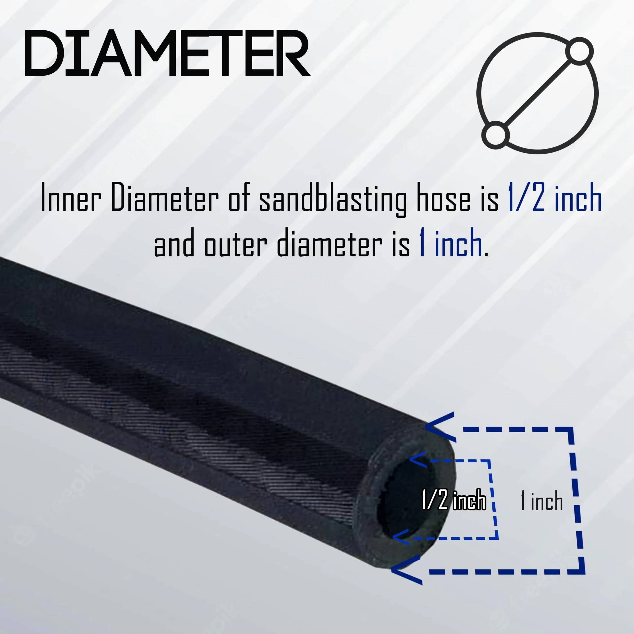 Simond Store - Manguera abrasiva de chorro de arena de 1,27 cm de diámetro interior, manguera de chorro de arena de 1 pulgada de diámetro exterior de 15 pies de largo