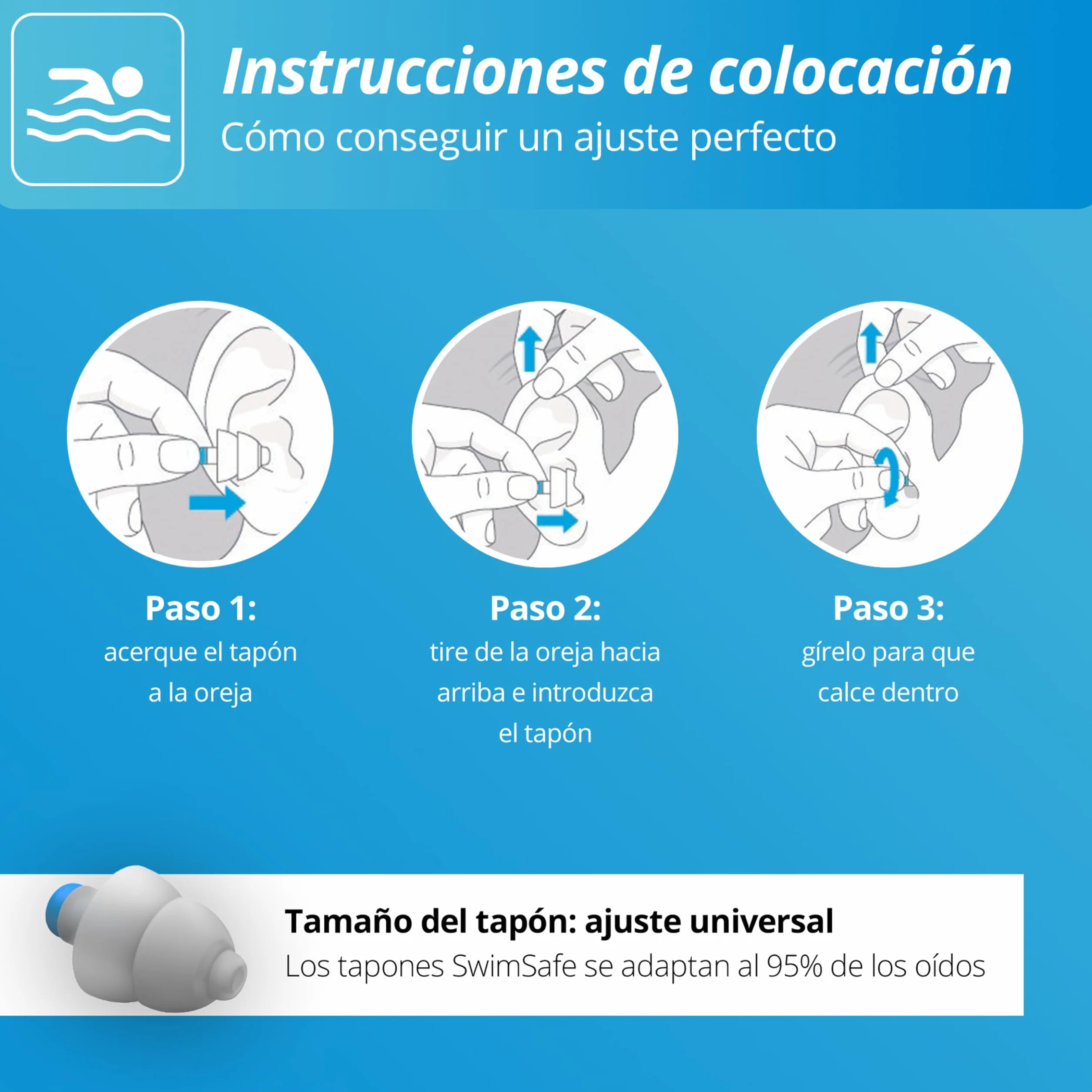 Alpine Swimsafe Tapones para los oídos natación filtros impermeables material termomaleable ajuste universal