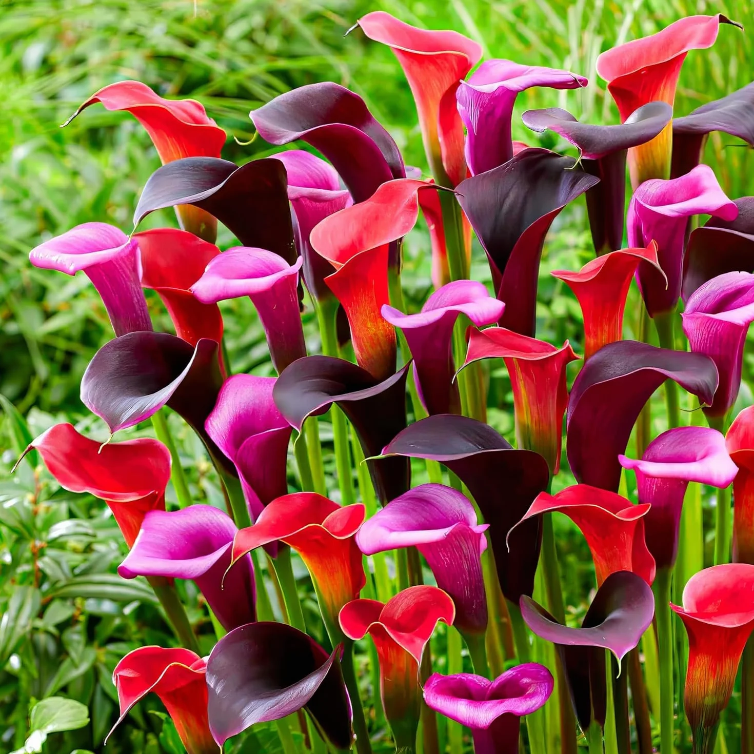 Colección de bulbos de flores de lirio de cala morado, negro y rojo, bulbos de Zantedeschia, 5 piezas reales y grandes que tienen más de 5 flores, ideales para la maceta, de Holanda