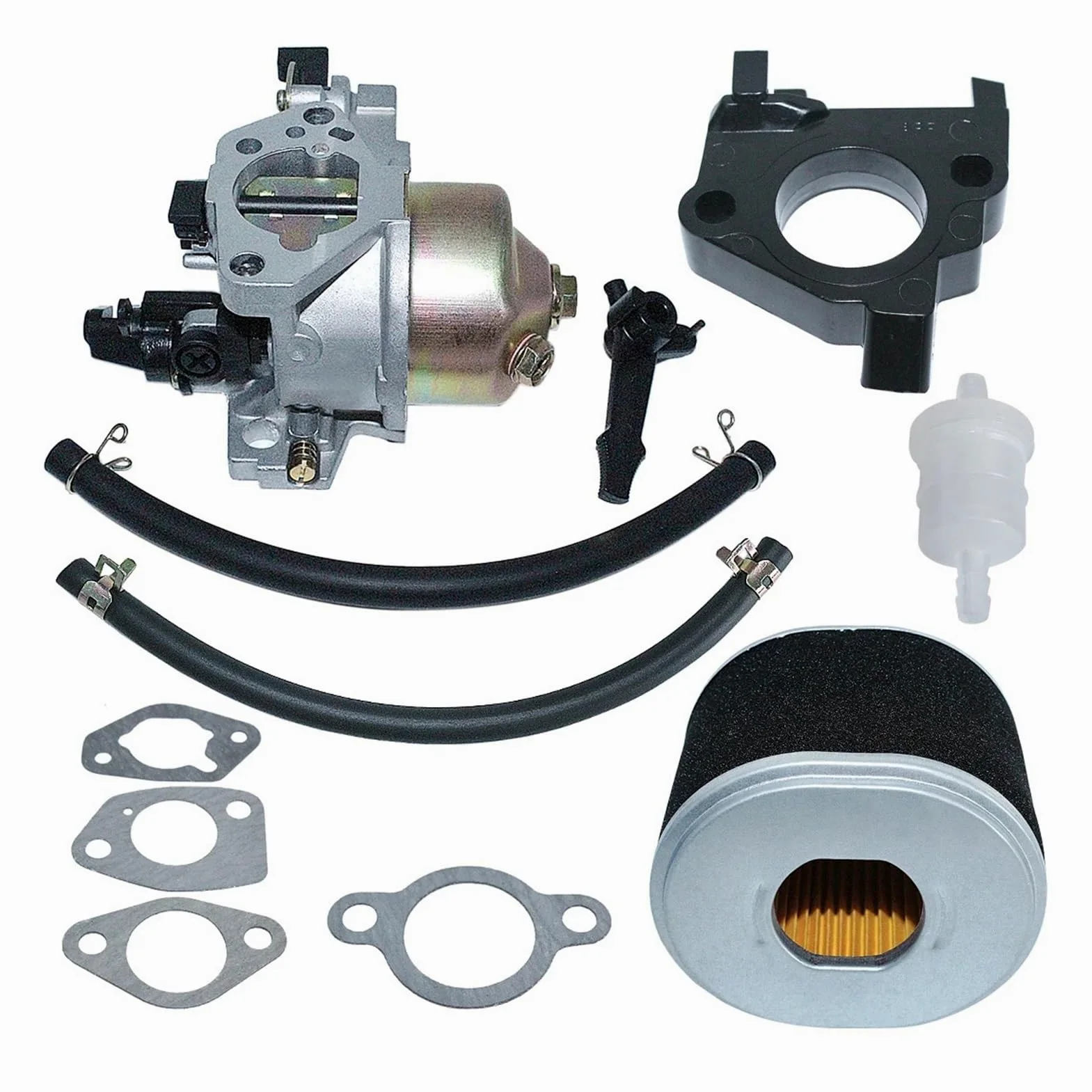 Filtro de Aire del carburador for cortacésped GX390 de 13 HP, GX 390 de 188 F, Pieza del Motor, Filtro de línea de Combustible, Junta Aislante de la Varilla del estrangulador