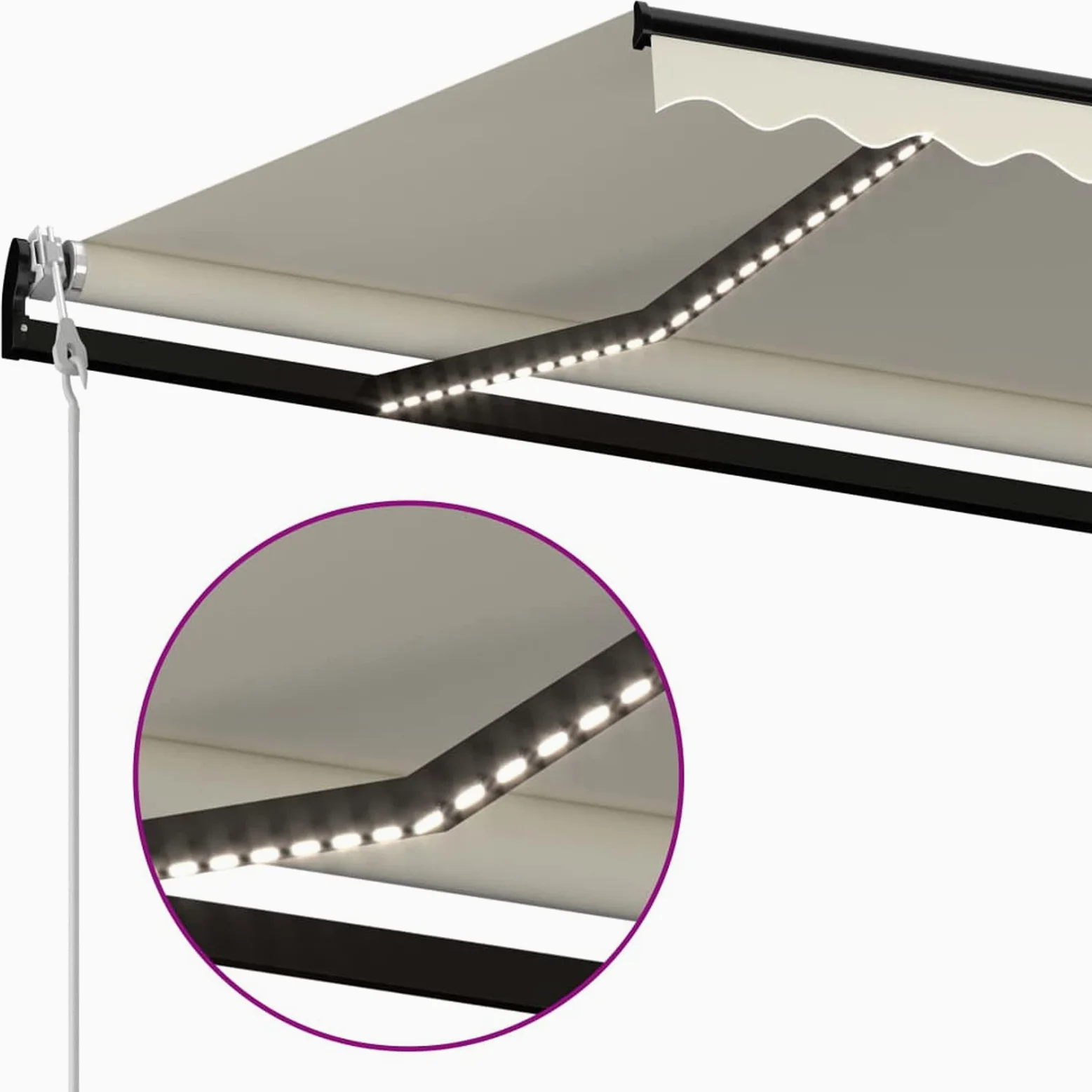 Toldo automático con LED y Sensor de Viento Crema 500x300 cm toldos Exterior terraza Vela toldo Solar Exterior Jardin Telas para toldos