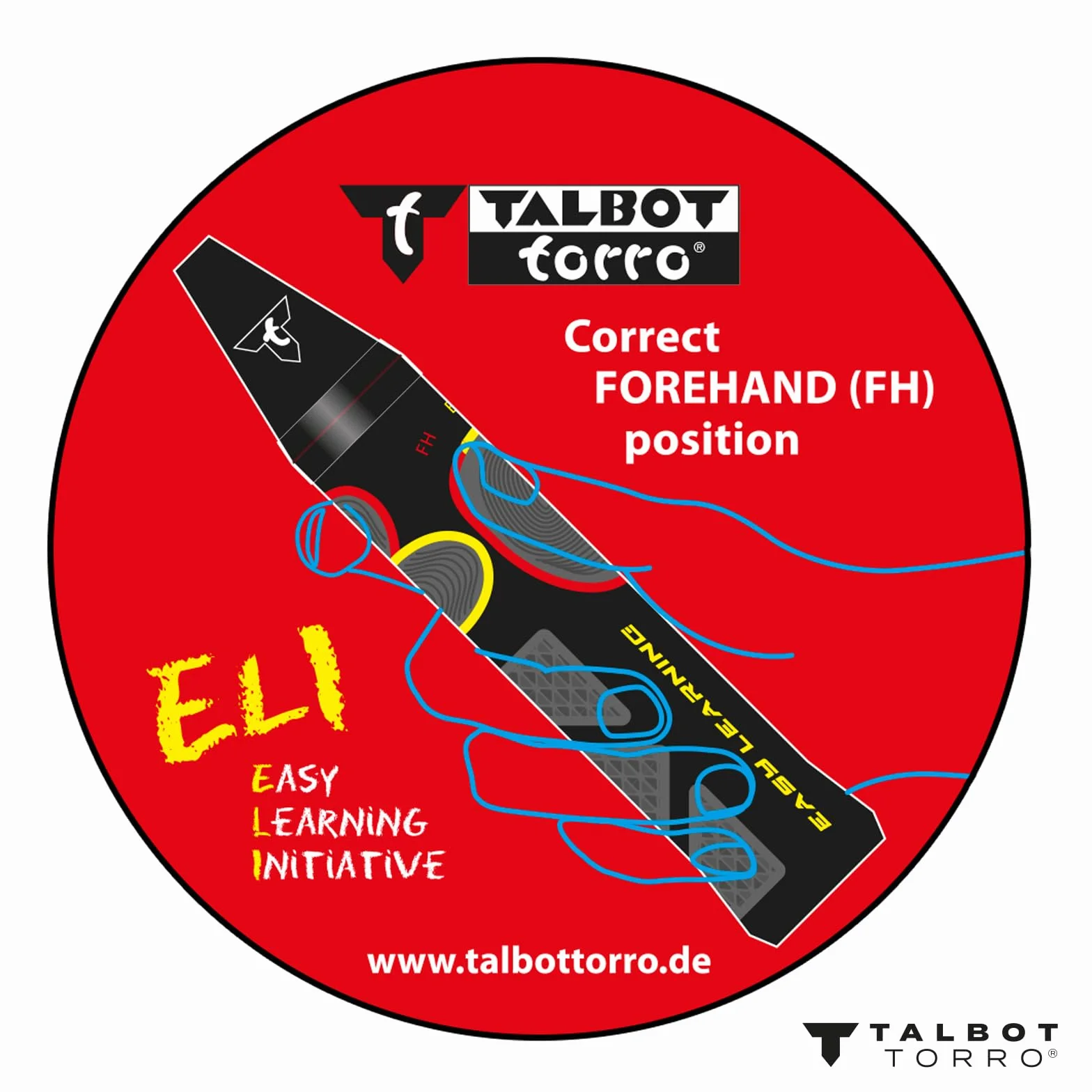 Talbot Torro Eli Junior Badmintonschläger 58 cm Lerngriff Tropfenkopf Schwarz Gelb Blau