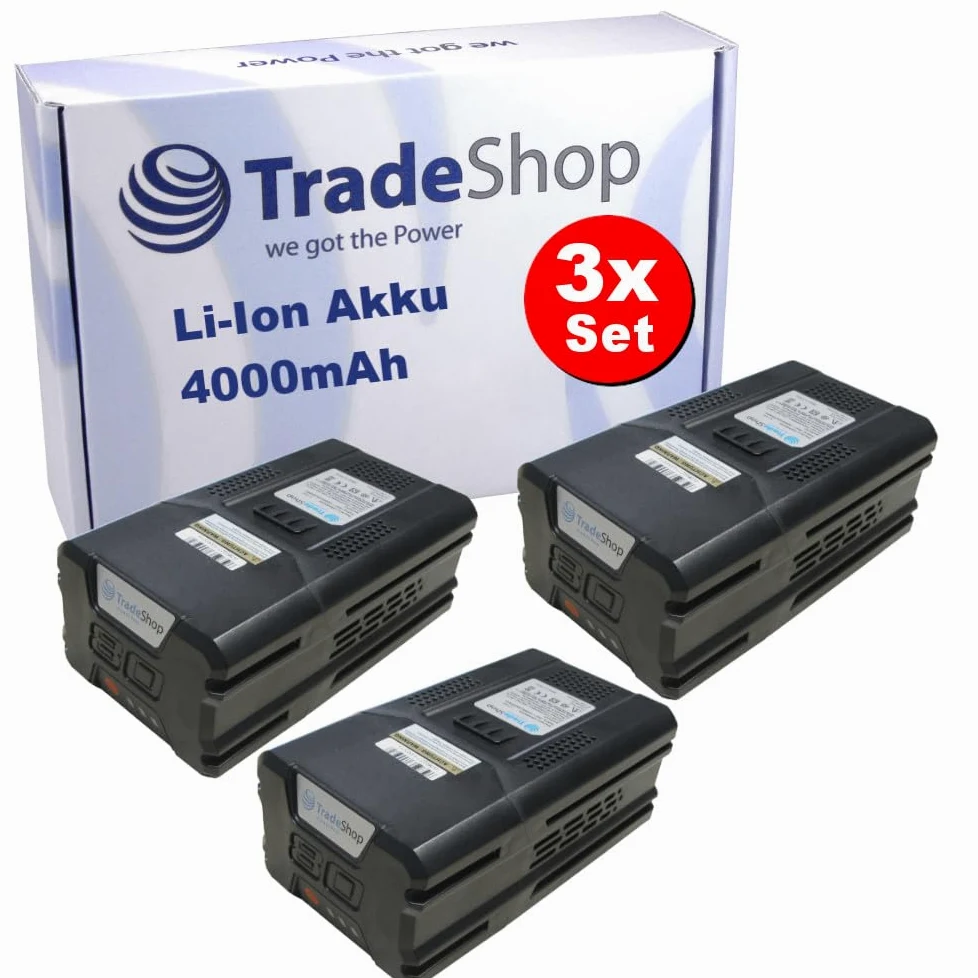 3 baterías de ion de litio de 80 V y 4000 mAh para cortacésped Stiga de 80 V, compatible con herramientas eléctricas Greenworks de 80 V (cortacésped, cortasetos, motosierra, etc.) – sustituye a G80B4