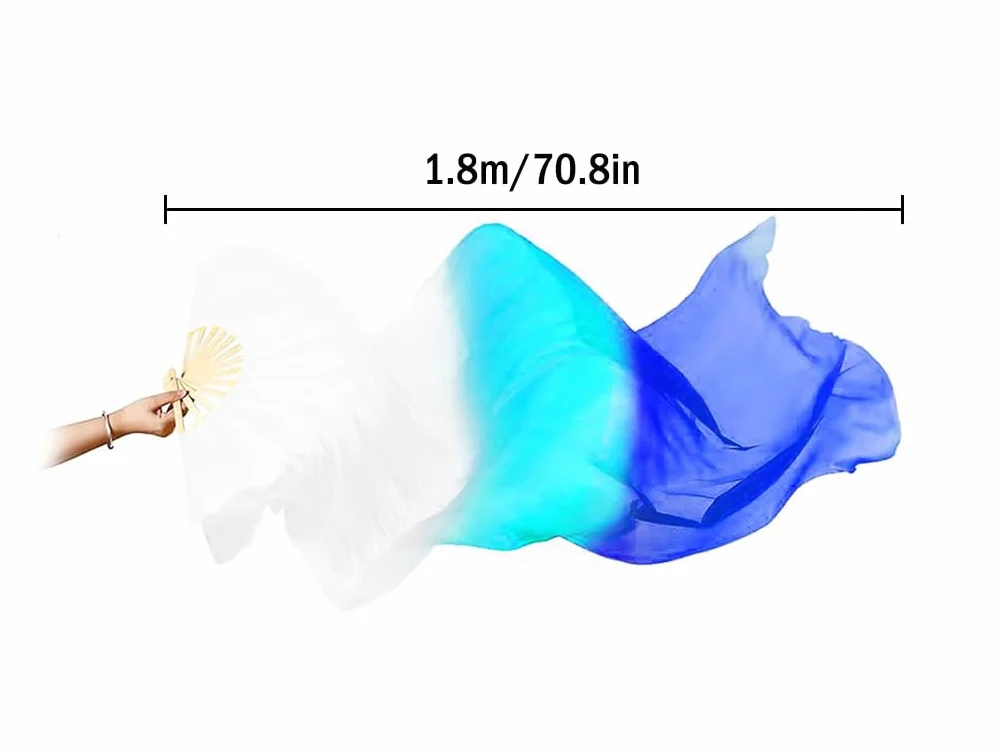 Abanicos de Seda Danza del Vientre 1 Par Ventilador Largos para Bailar