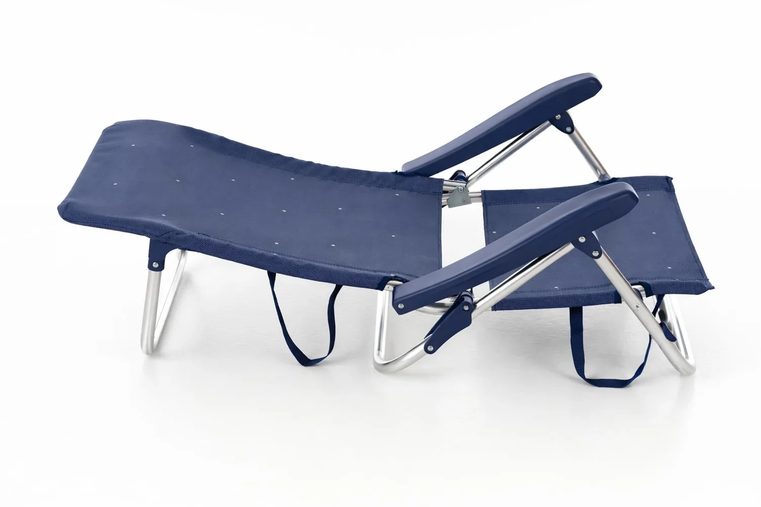 Creaciones Llopis Silla de Playa, Piscina, Camping o Jardín Plegable y Reclinable Diferentes Tamaños Aluminio Brillo 5 Posiciones (Silla Baja)