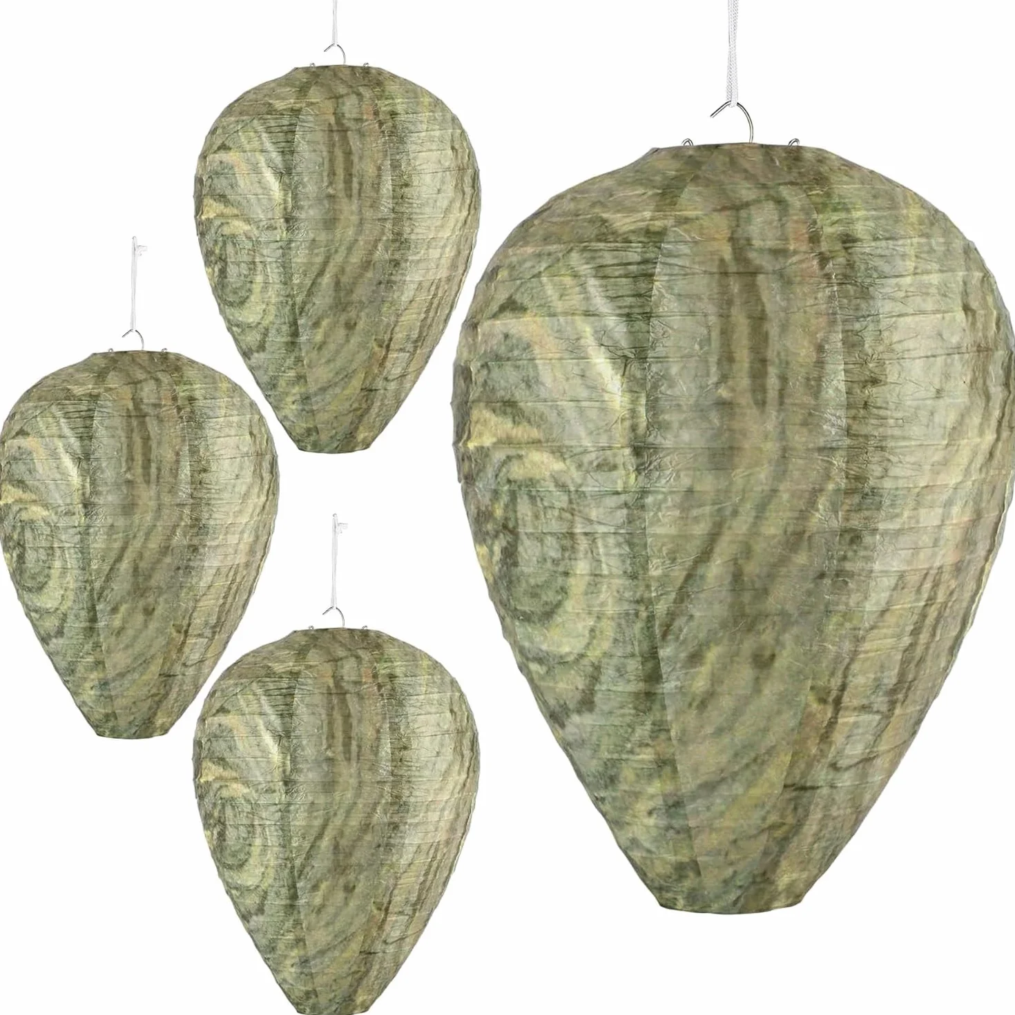 4pcs Nido de Avispas Señuelo, Colgar Nido de Avispas Falsas, Repelente de Avispas, Disuasor Avispas, Linterna de Avispa, Se Utiliza en Hogares y Jardines al Aire Libre para Repeler Avispas (Verde)