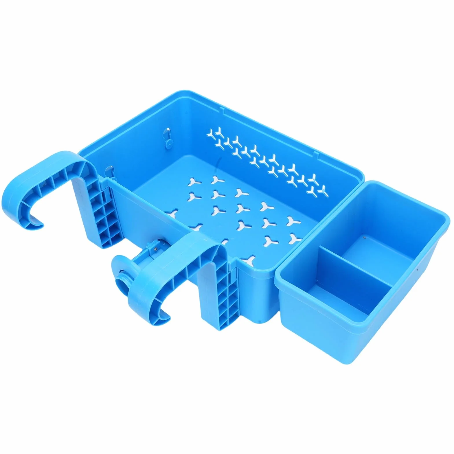 Cesta de Almacenamiento para Piscina con Portavasos, Organizador Colgante de Plástico, Accesorio de Gran Capacidad para Piscinas Elevadas y Espacios Al Aire Libre (BLUE)