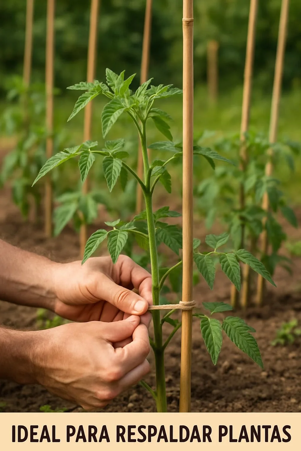 50 Tutores de Bambú 120 cm Ø 10/12 mm | Estacas de Jardín y Cañas para Huerto | Soportes Resistentes para Macetas, Flores y Cultivos | Color Natural | Eco-Friendly