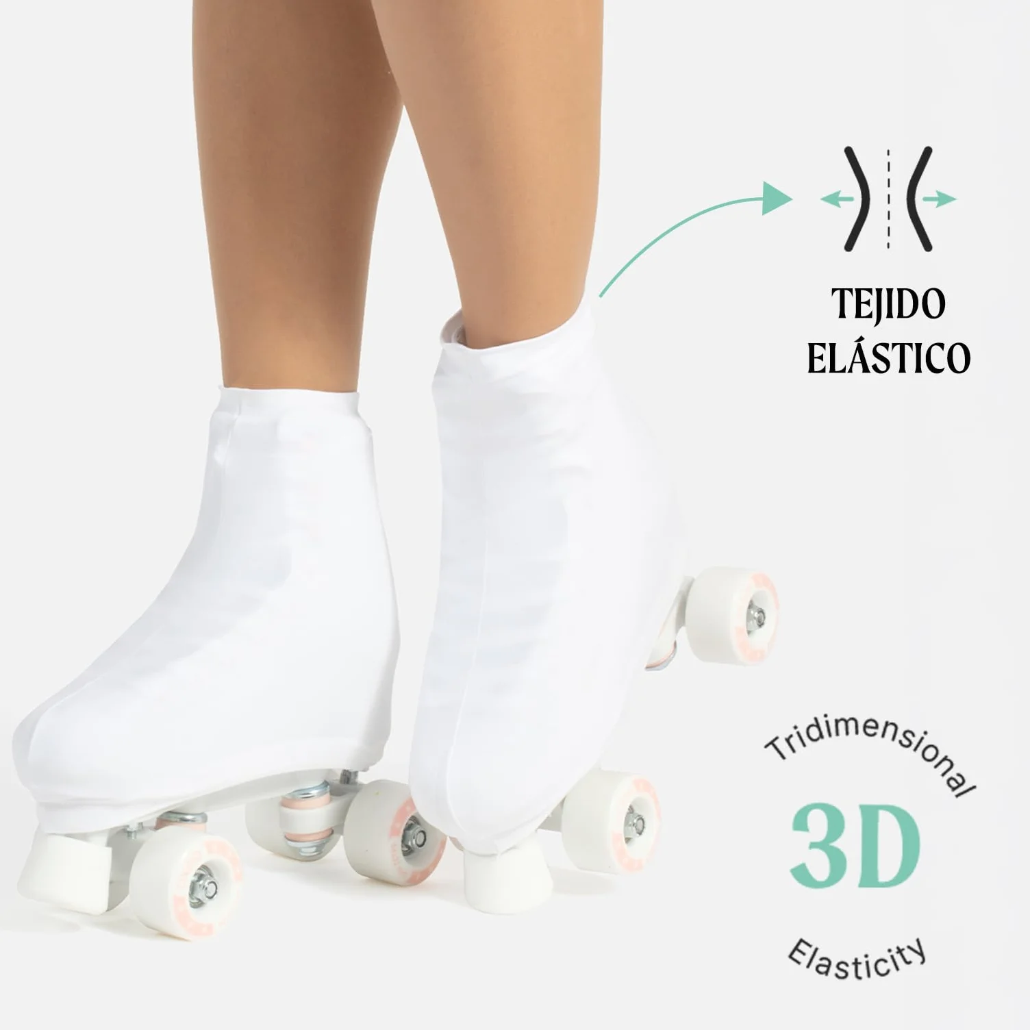 Cubrepatin para Niña y Mujer, Funda Patin Skate, 70 DEN, Natural, Negro, Caramelo