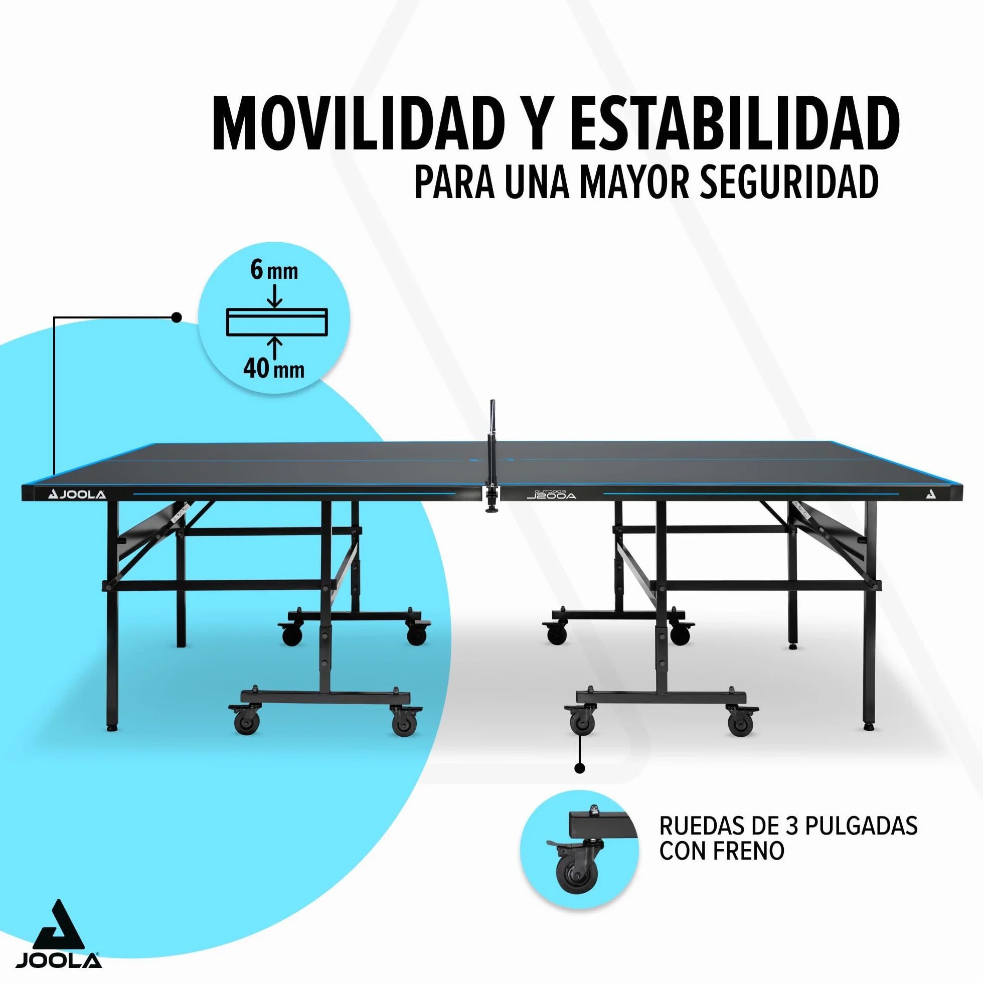 JOOLA Mesa de Ping Pong J200A Outdoor Aluminio 6mm Plegable