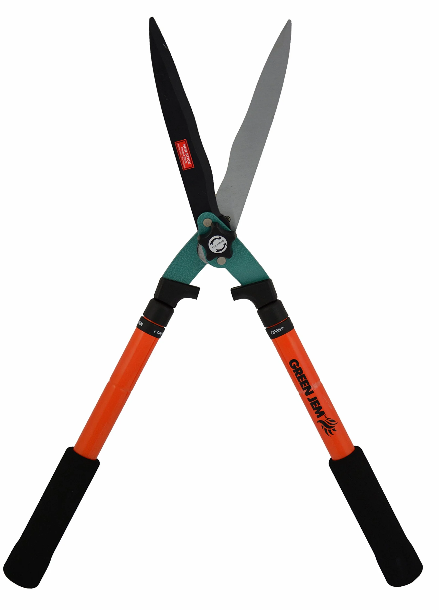 Verde Jem telescópica Tijeras Cortasetos cortadores Herramientas de jardinería con Antiadherente Cuchillas – Naranja