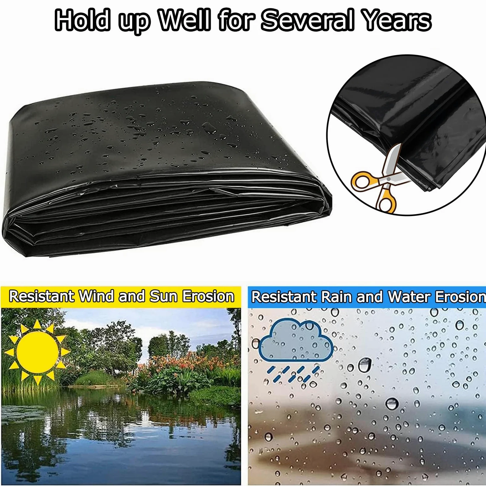 Revestimiento De Estanque Tortugas Exterior Duradero Negro, Revestimiento Resistente para Estanque de 4×5m, Pond Liner para Estanques,Construcc,Fuentes,Jardines Acuáticos y Cascadas