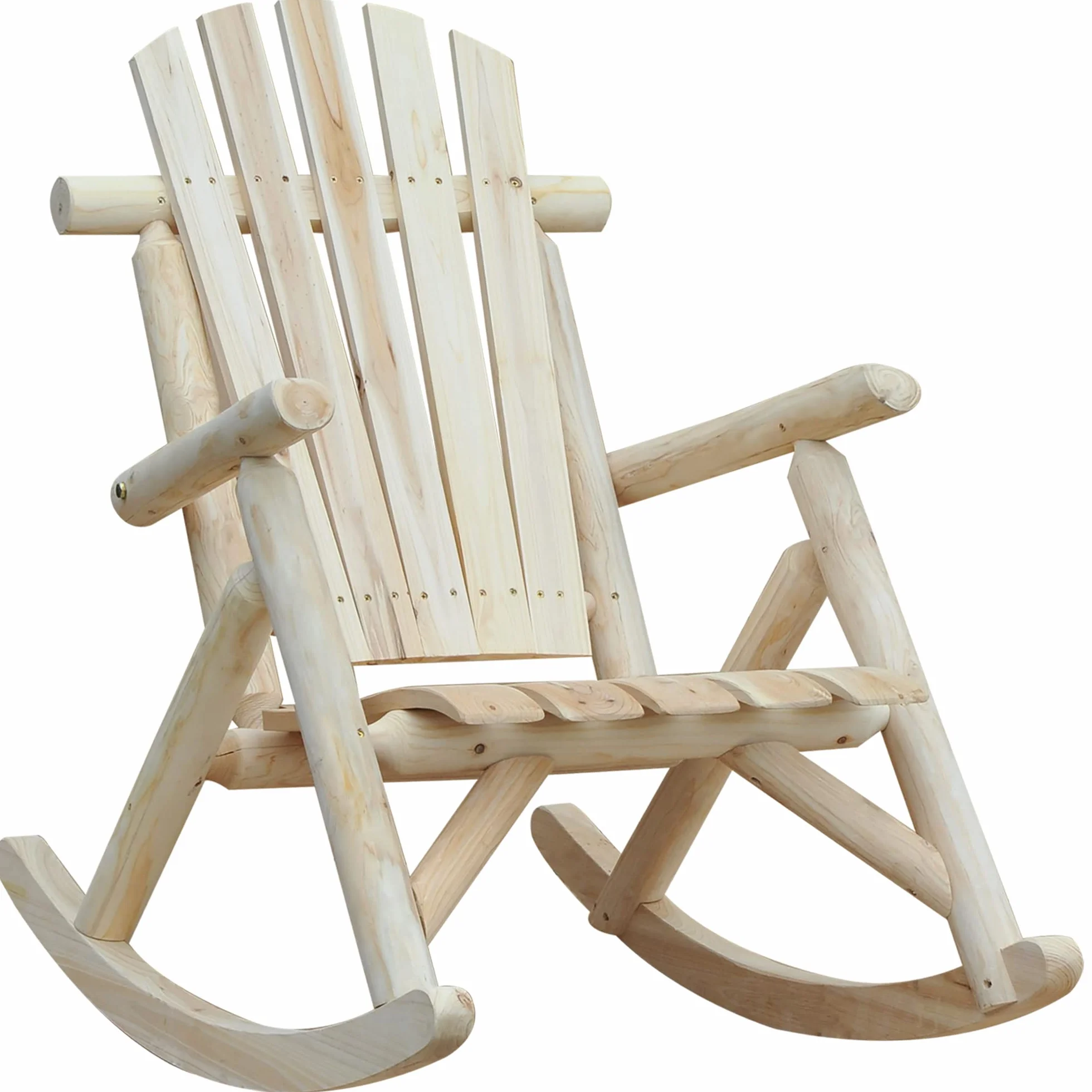 Outsunny Silla mecedora de jardín, estilo Adirondack, de madera de abeto, diseño ergonómico, color madera, 96 x 66 x 98 cm
