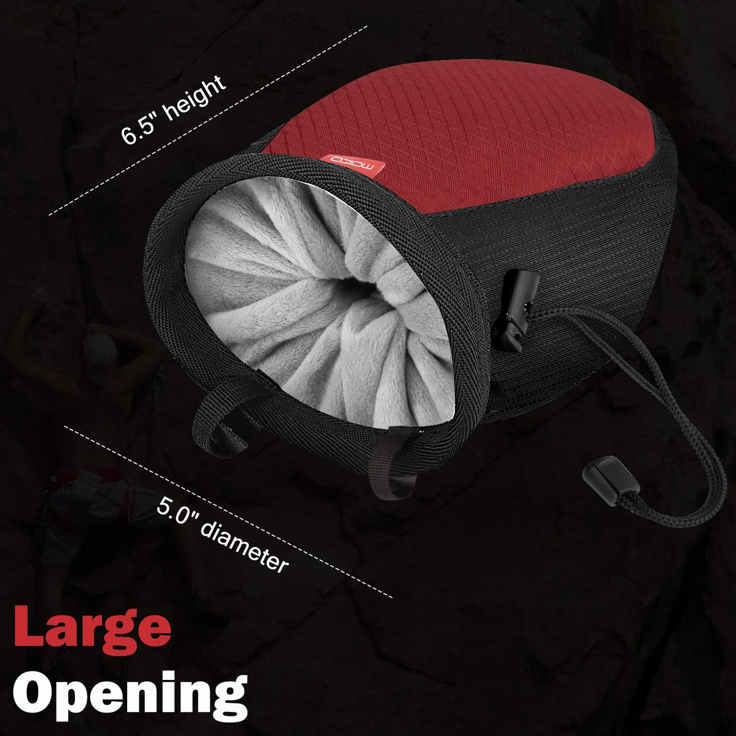 Moko Bolsa de Magnesia para Escalada con Cinturón Ajustable y Bolsillo Cremallera