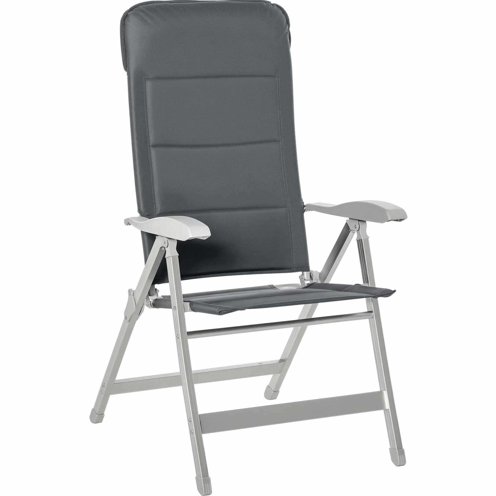 Outsunny Silla de Jardín Plegable Portátil de Aluminio con Respaldo Alto Ajustable en 8 Posiciones y Reposacabezas Acolchado para Exterior Terraza Camping 75x61,5x115 cm Gris