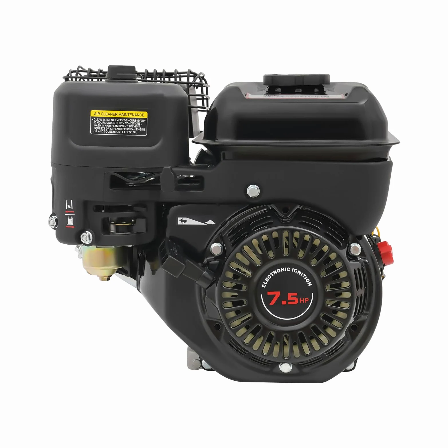 Motor de gasolina de 7,5 CV, motor de 4 tiempos, gasolina con eje de 20 mm de diámetro, 3600 rpm, 212 cc, cilindro, bujía, carburador, 1 cilindro, depósito de gasolina de 3,6 l, para cortacésped